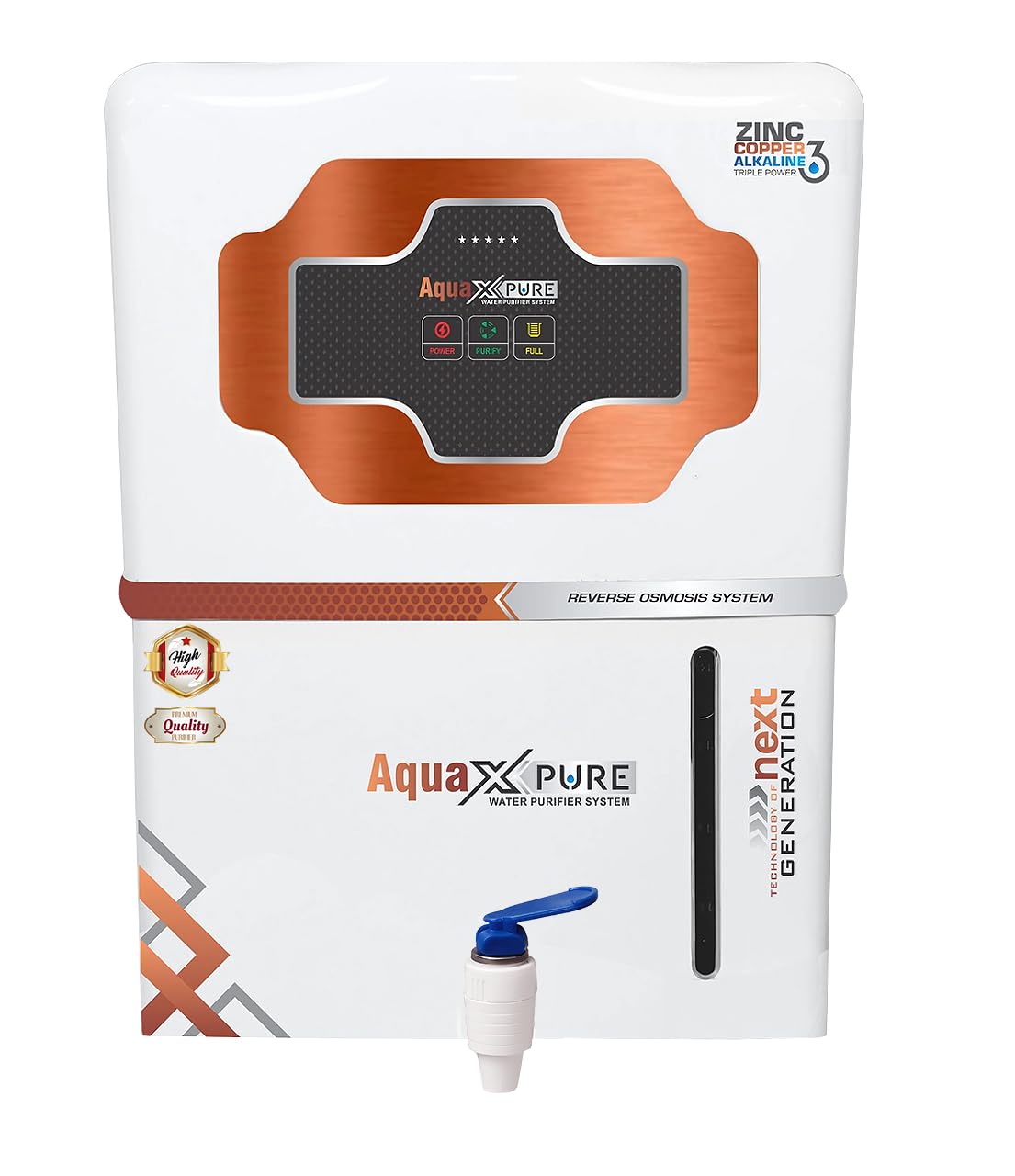 Aqua X Pure White Ro + Uv + Uf Water Purifier | Copper Zinc Booster | 12L Tank | Advanced MultiStage Filtration | Smart Led Ind