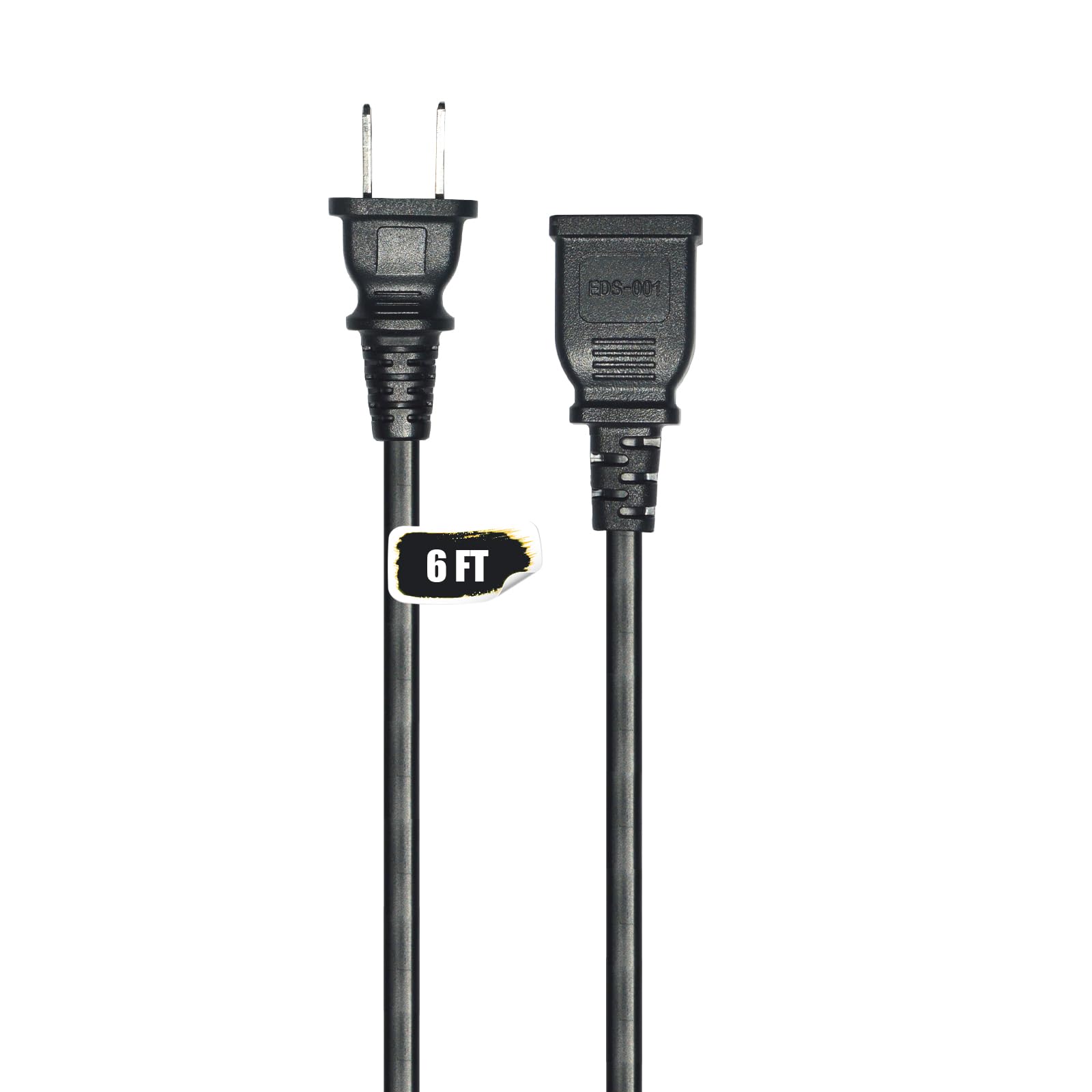 Jplenty Small Extension Cord 6Ft 2 Prong Thin Extension Cord With Single Plug Ideal For Christmas Lights,Halloween Decorations,