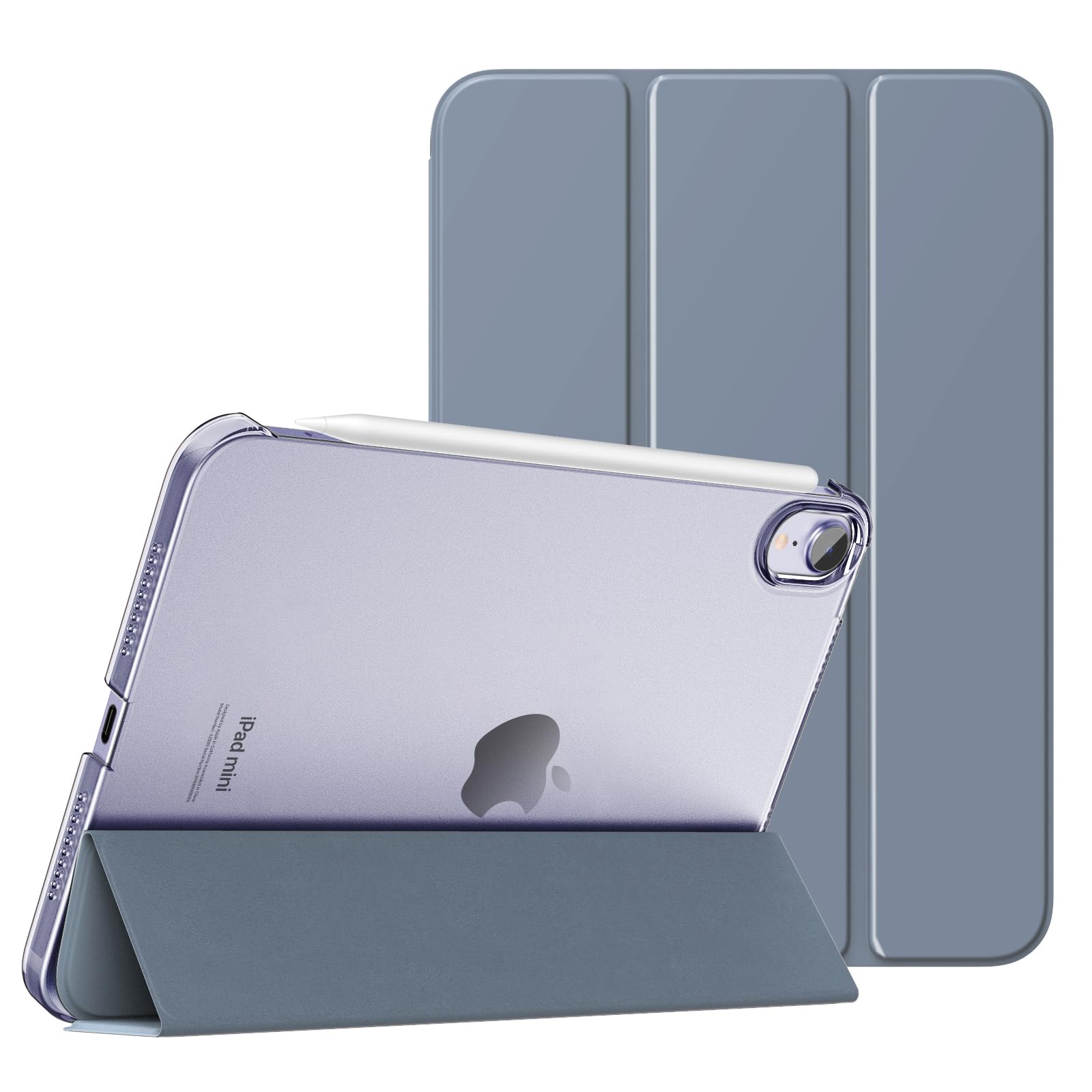 MoKo for iPad Mini 7 (A17 Pro) Case 2024,iPad Mini 6 Case 2021,8.3 inch iPad Mini 7th/6th Generation Case,Slim Lightweight Hard Back Shell Stand Cover for iPad Mini 2024 with Touch ID, Grey Purple