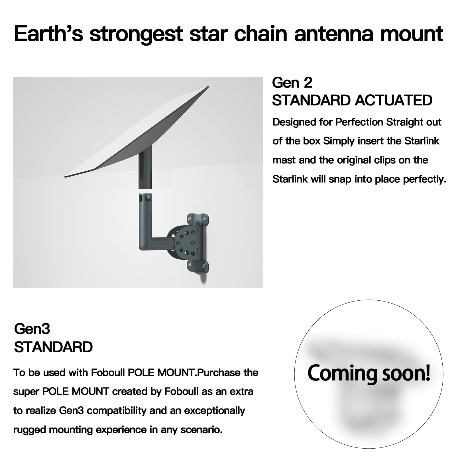 Foboull Adjustable Short Wall Mount For Starlink, Starlink Mounting Kit, Compatible With Starlink V2 Gen 2, Includes Starlink Ro