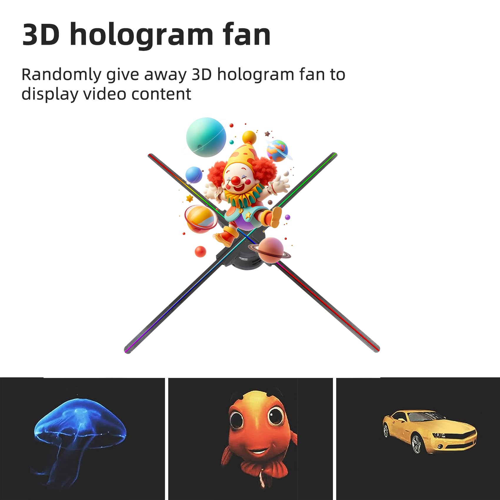 3D Hologram Fan, 25.6 Inch Hologram Projector Screwless Led Lights Hd Led 2000*1444Px Resolution With App And Wifi, Remote Contr