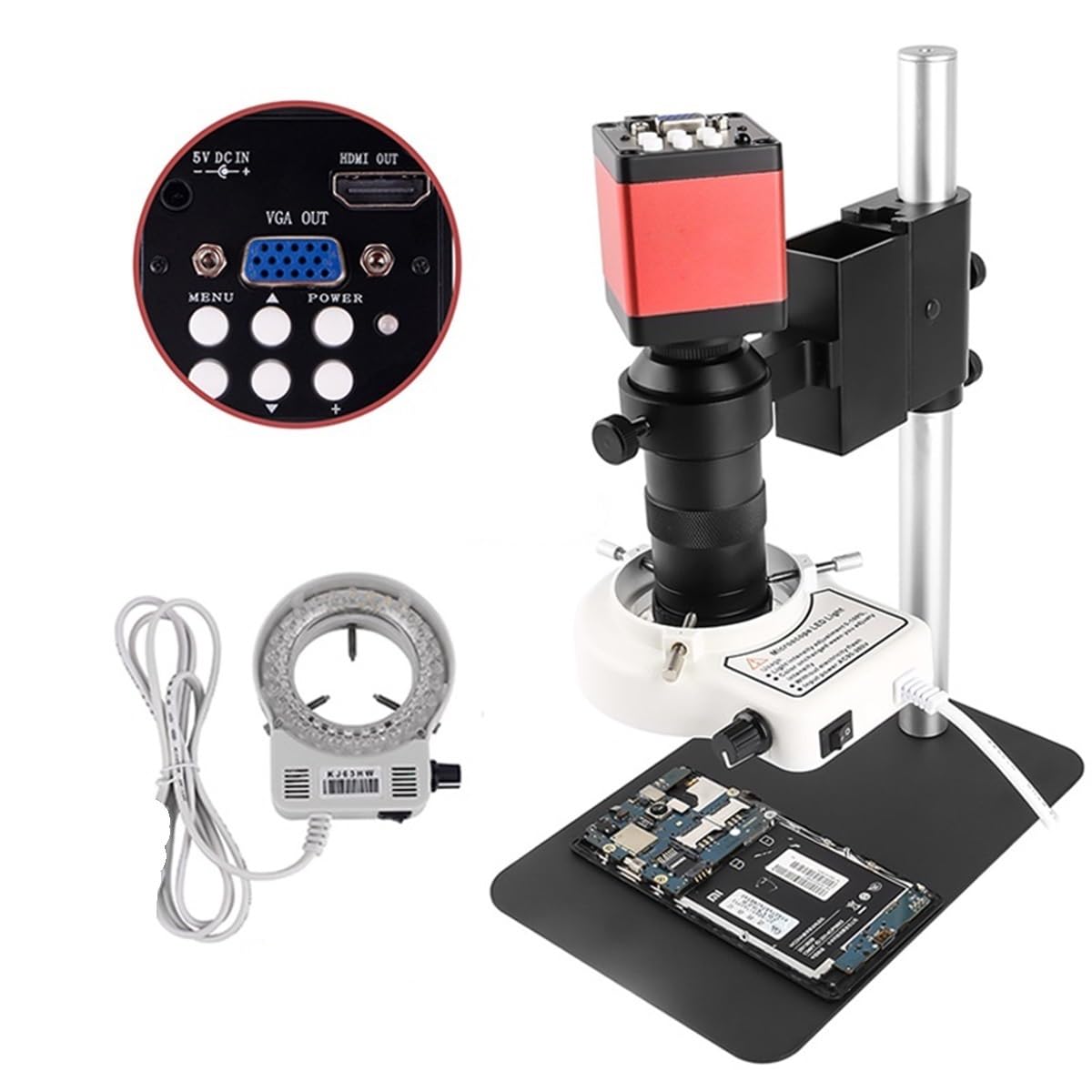 TYZK Microscope Kit 48MP 4K USB HDMI Digital Video Microscope Camera Set 180X 130X C-Mount Monocular Microscope Microscope Lens 