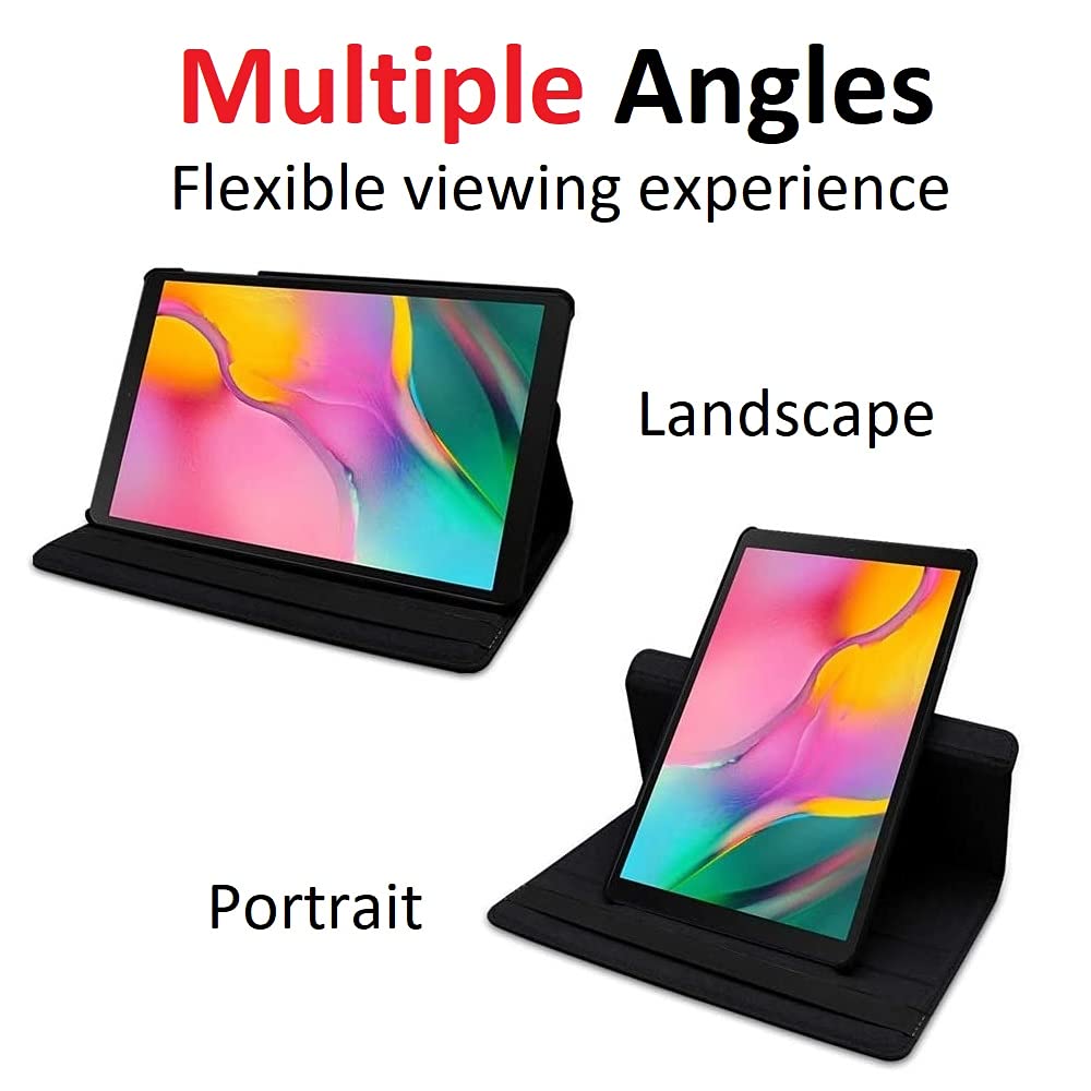 Vultic Rotating Case For Samsung Galaxy Tab A 10.1 2019 [T510/T515], 360 Degree Stand [Auto Sleep/Wake] Flip Leather Smart Tablet Cover (Hot Pink)