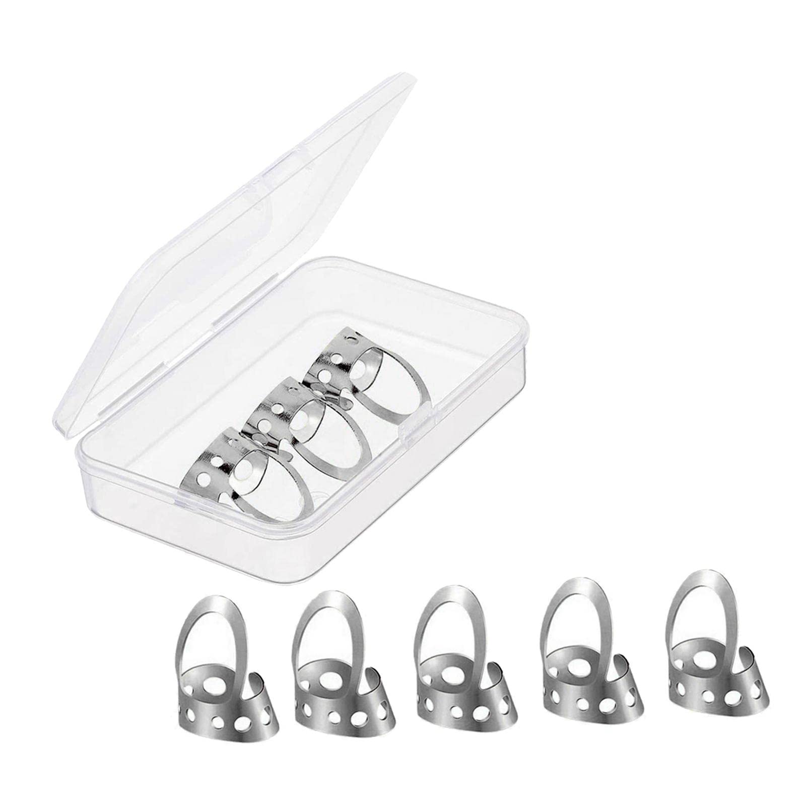 Heavenglow 8Pcs Metal Guitar Finger Picks Bass Guitars Fingerpicks Silver Medium|8 Pieces Guitar Finger Picks| Picks| Parts & Ac