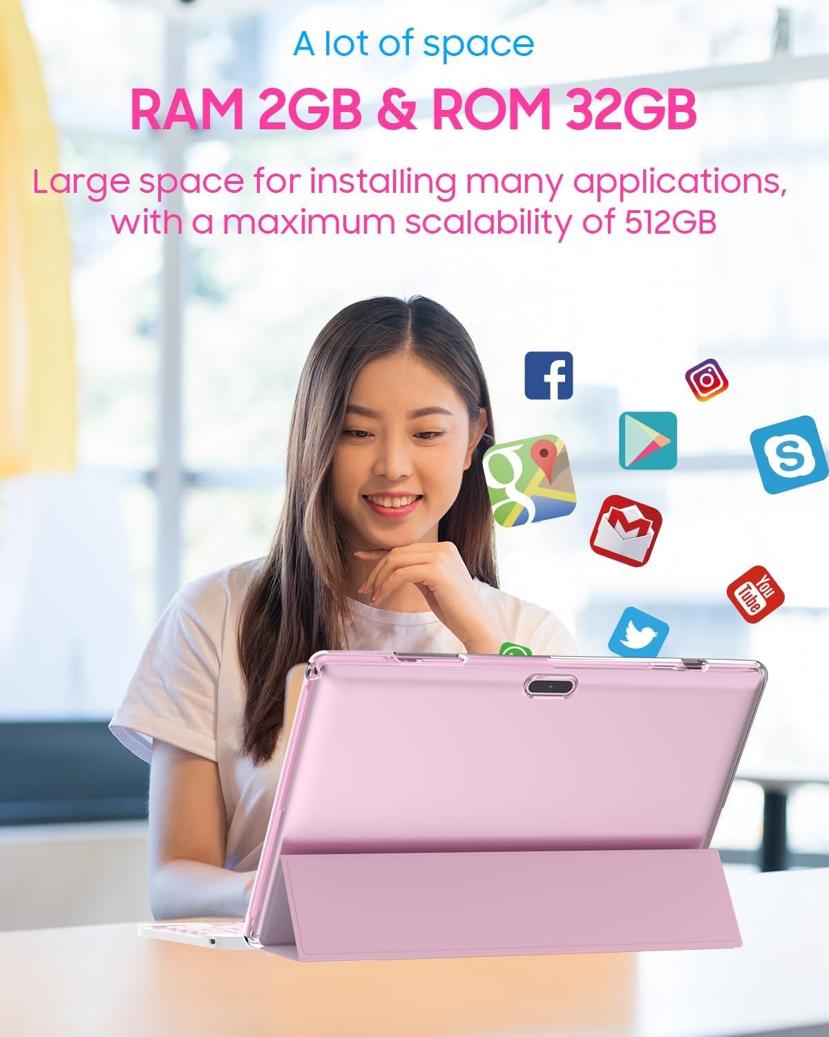 Zzb Tablet 2 In 1 Tablet With Keyboard Case Mouse Stylus Pen, 10 Inch Tablet Android Tablets Pc, 10.1'' Hd Tab 6000Mah Battery 3