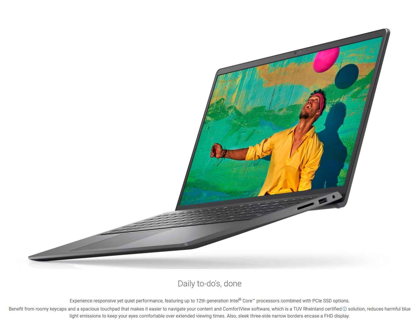 Dell 2023 Inspiron 15 Business Laptop, 15.6' 1920x1080 FHD, 12th Gen Intel i5 1235U 4.4 GHz, 8G RAM, 256GB SSD. Win 11 Home, Webcam,Bluetooth, Carbon Black