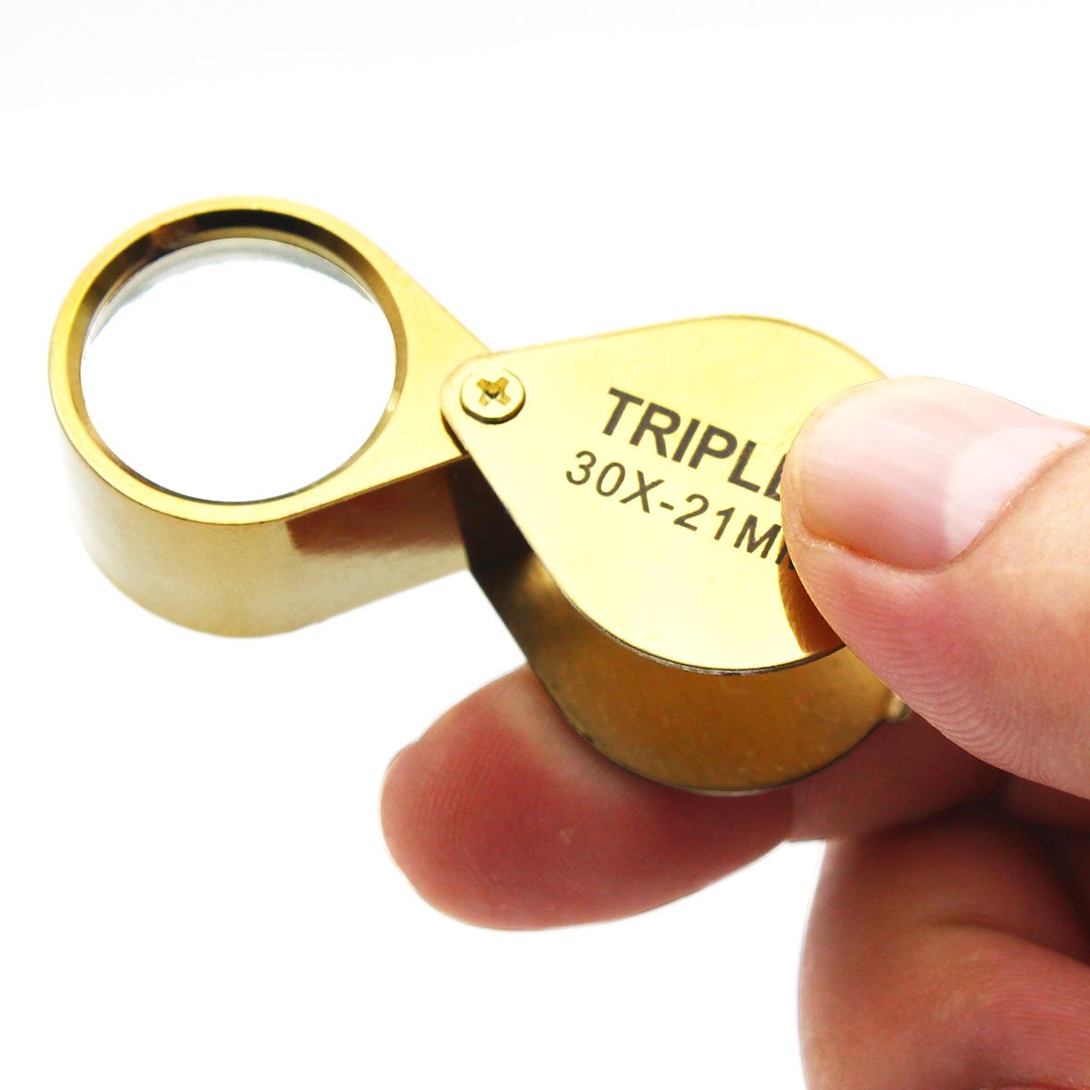 Qicheng&Lys 2 Pcs30 X 21Mm Glass Jeweler Loupe Loop Eye Magnifier Magnifying Magnifier Metal Body (Silber Und Gold)