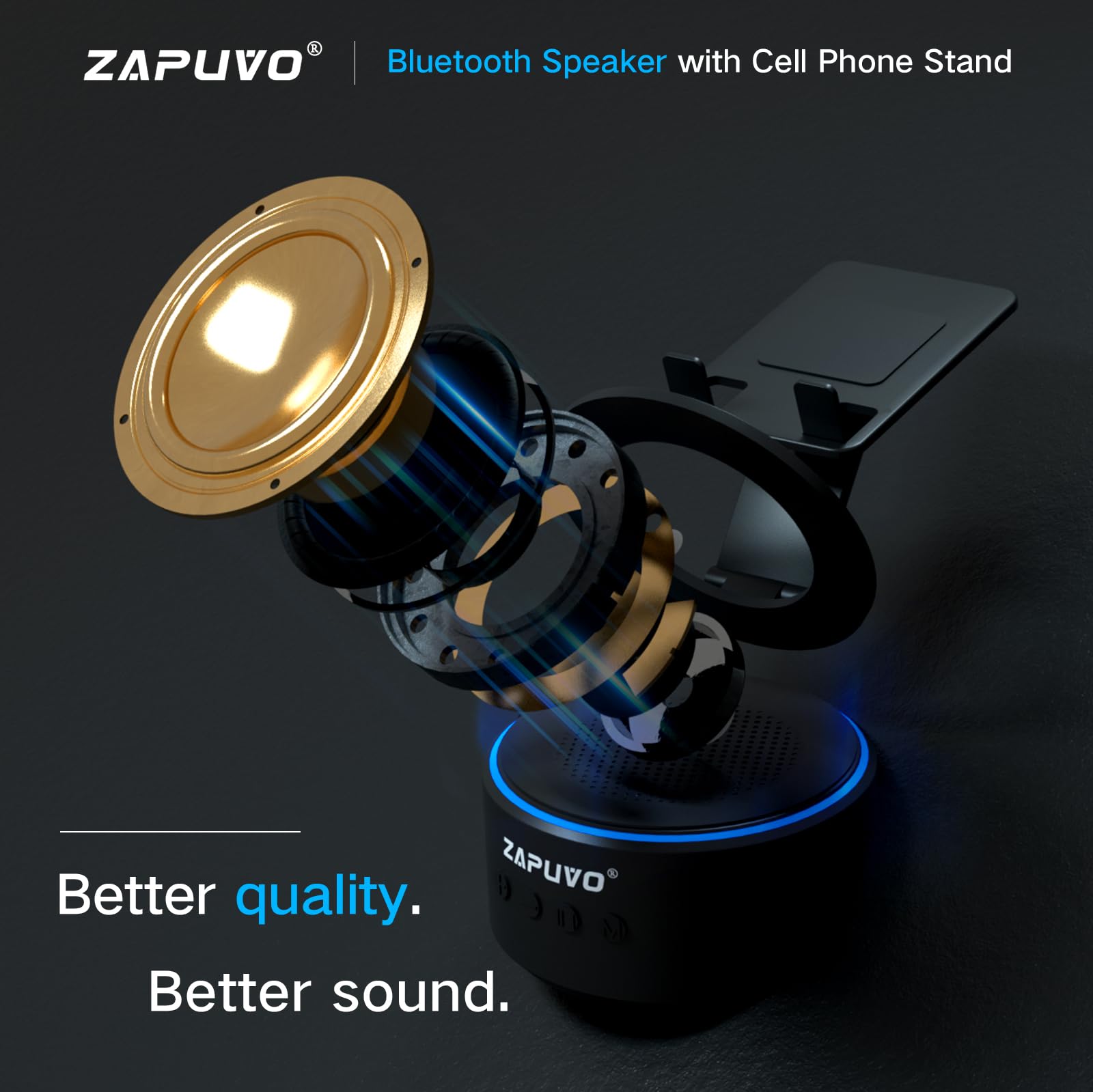 Zapuvo Bluetooth Speaker With Cell Phone Stand, Dad Gifts For Birthday From Daughter Son Kids, Gifts For Men Women, Cool Gadgets
