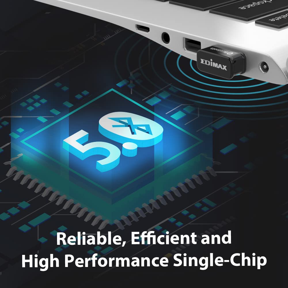 Edimax Bluetooth Adapter For Pc, Bt 5.0 Edr Nano Usb Dongle, Fast Transfer, Bluetooth Headphones Headset Speakers Keyboard Mouse