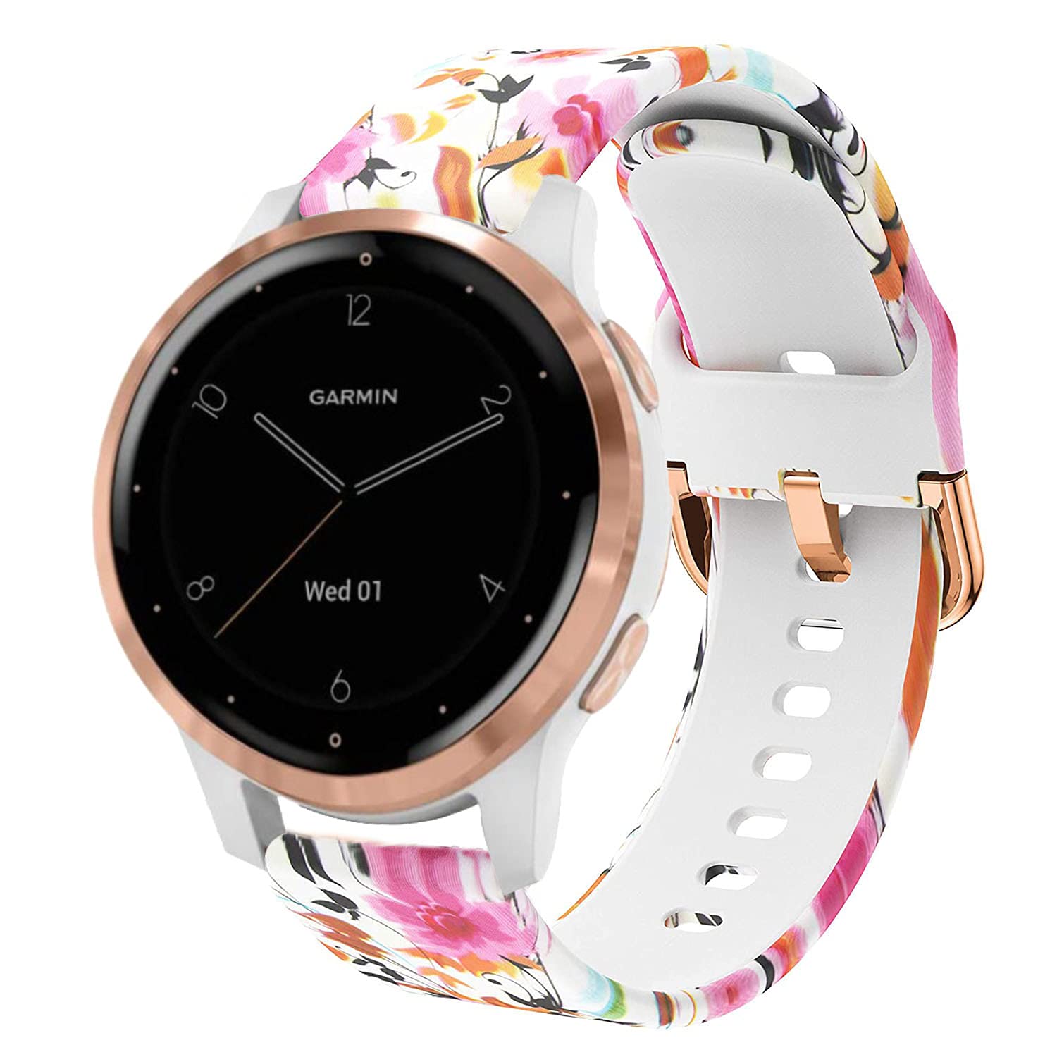 Vicrior Bands Compatible With Garmin Vivoactive 4S 40Mm / Venu 2S Smart Watch, 18Mm Quick Release Soft Silicone Fadeless Pattern