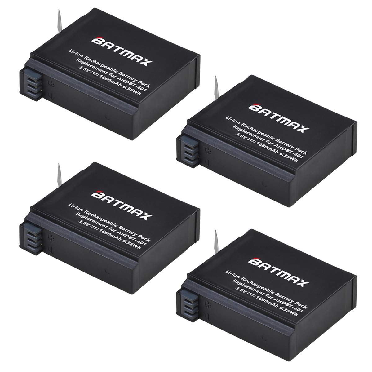 Batmax 4 Pack High Capacity Go Pro Camera Hero 4 Replacement Batteries For Gopro Hero4, Ahdbt 401 Battery Accessory