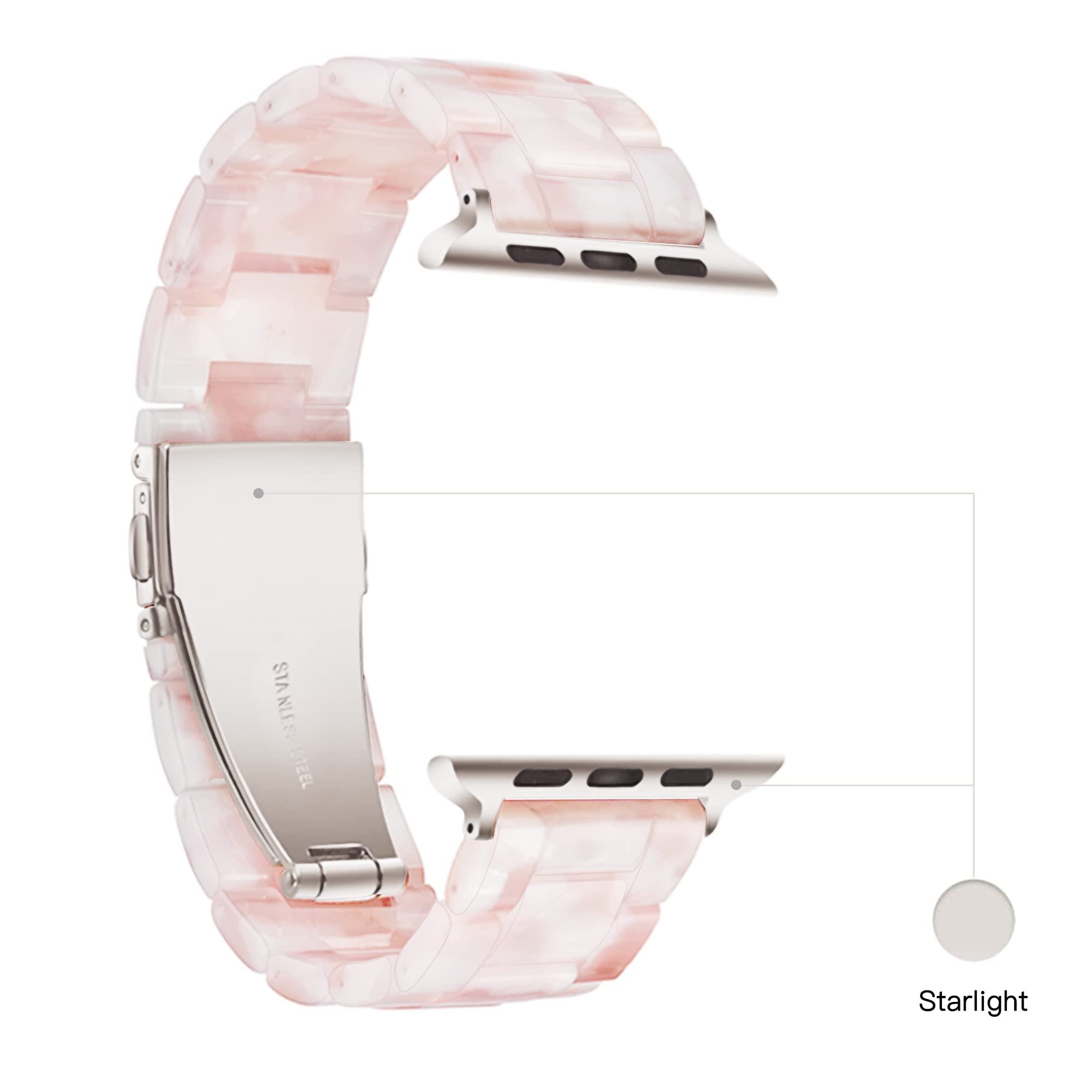 Light Apple Watch Band Fashion Resin Apple Watch Series 10 Series 9 Series 8 Band,Iwacth Bands,Apple Watch Bands 46Mm For Women,