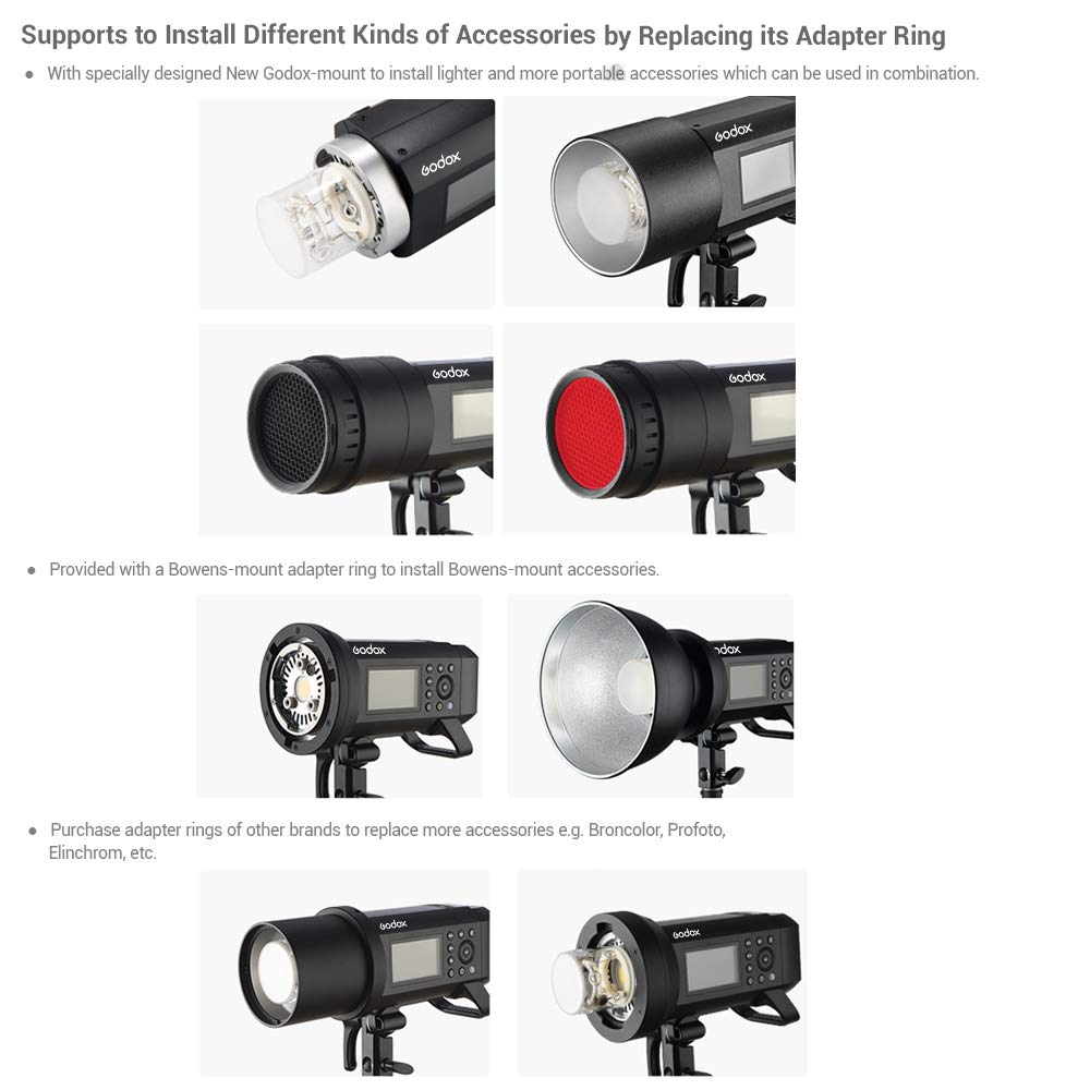 Godox Witsro Ad400Pro All In One Outdoor Flash Light Speedlite Ttl Auto Flash Gn72 1/8000S Hss 2.4G Wireless X System Built In L