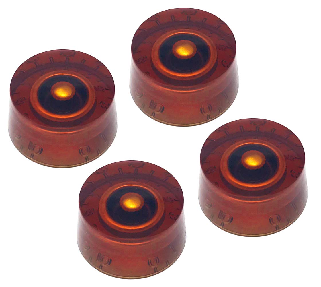 Vintage Forge Amber Speed Knobs Compatible With Epiphone Les Paul Sg Electric Guitar (Set Of 4) Fits 18 Coarse Spline Import (Me