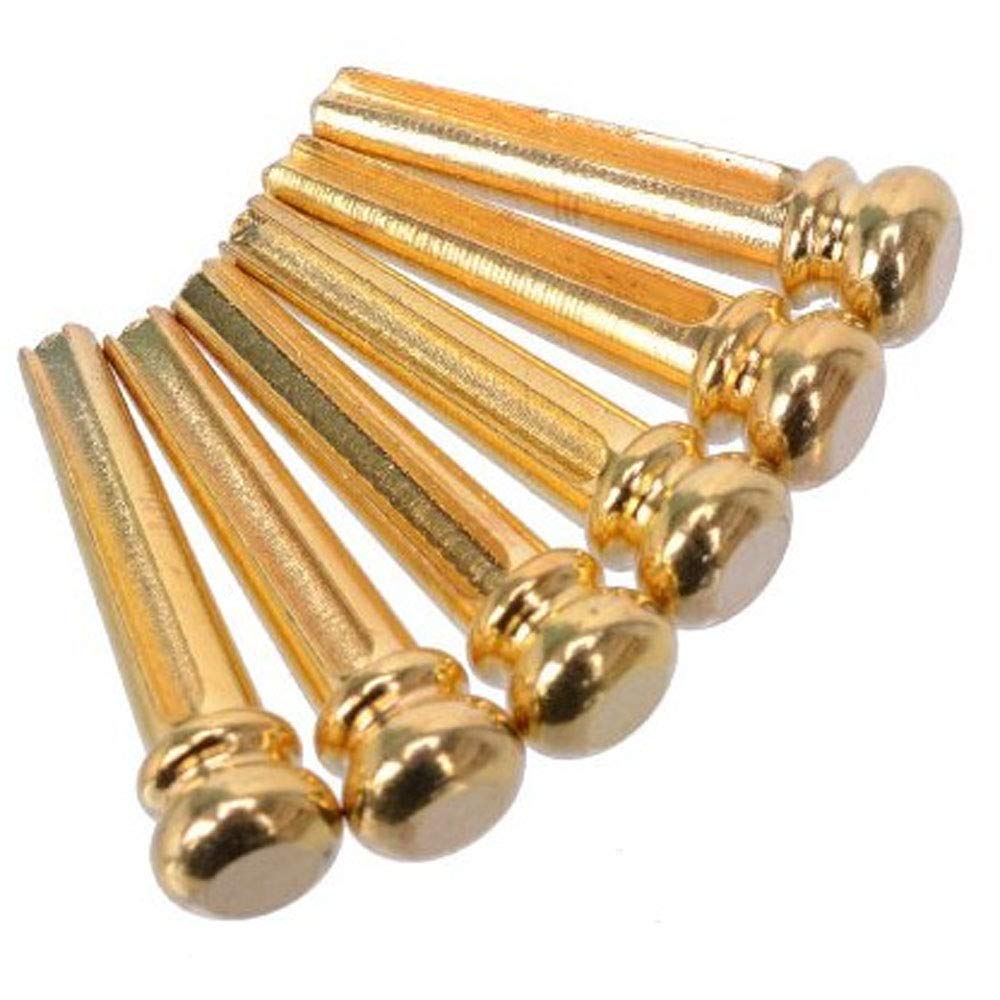 WingPower 6 Pieces Guitar Bridge Pins, Brass Pin Acoustic Guitar Strings Nail Pegs Fixed Cone, Replacement Parts for Acoustic Fo