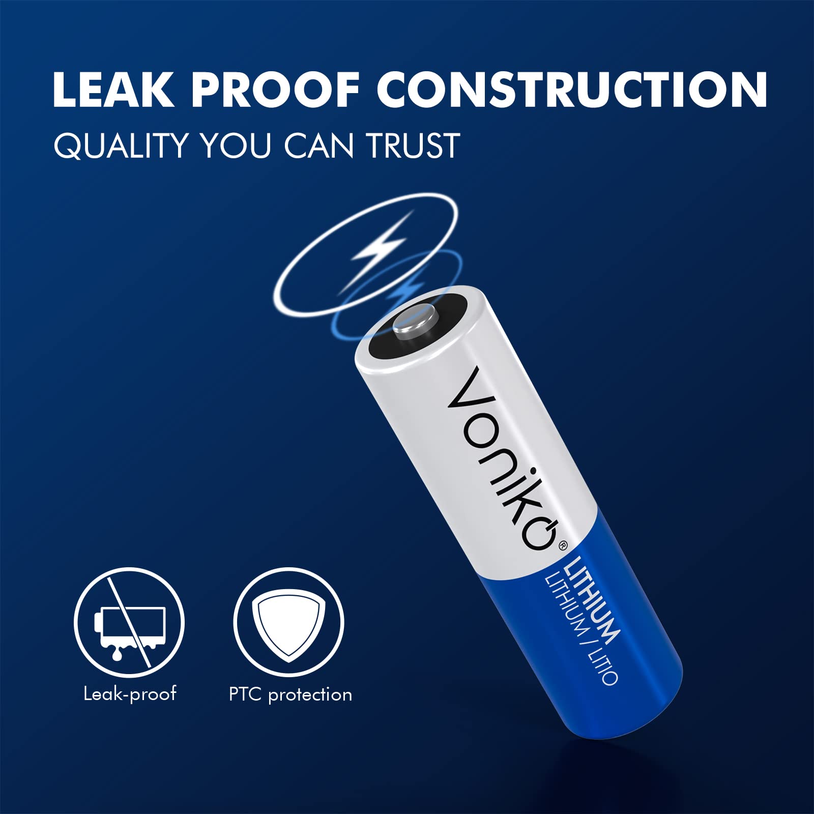 Voniko AA Lithium Batteries High Performance Long Lasting Non-Rechargeable 4-Pack