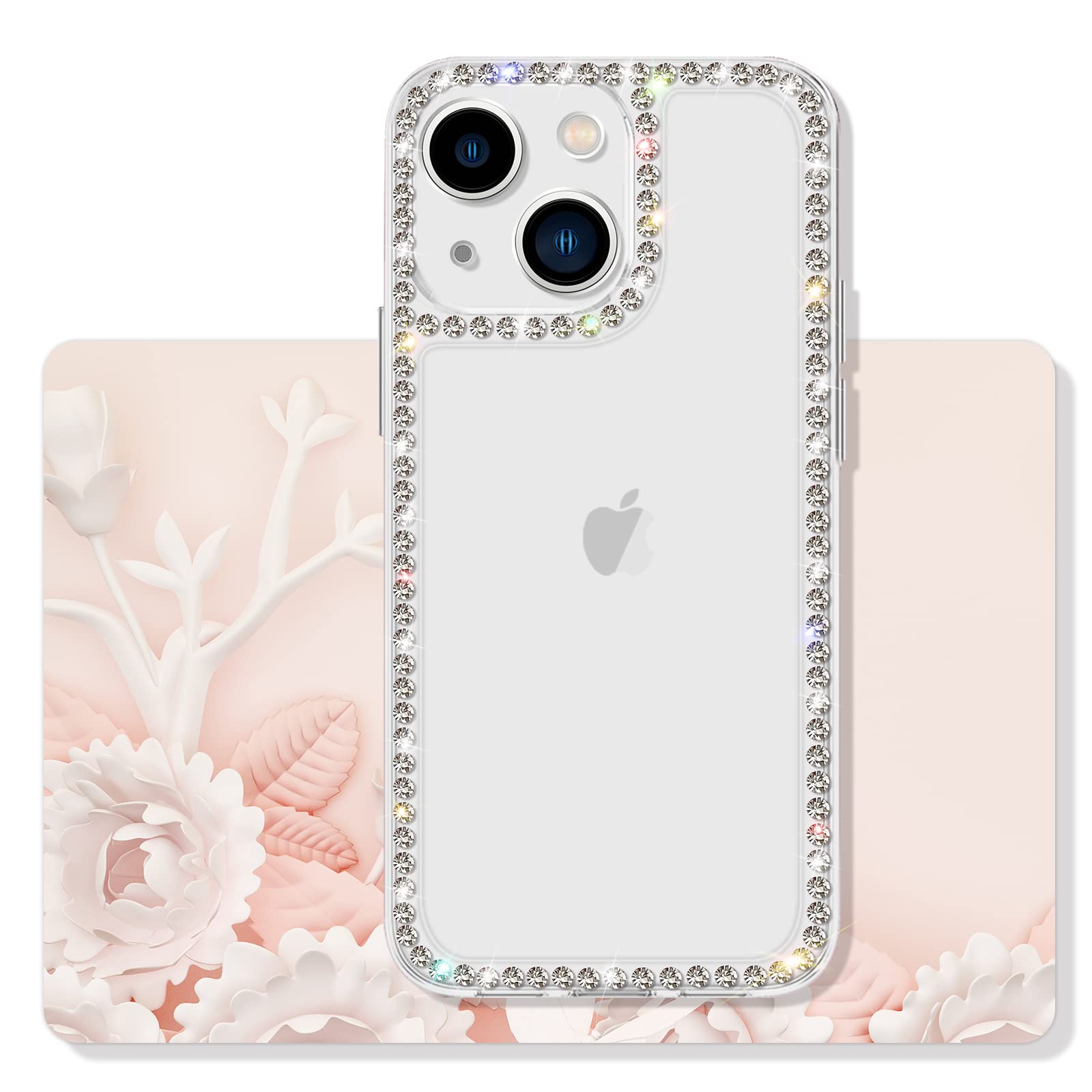 Vaoxty Compatible With Iphone 14 Case Clear Bling Diamond Rhinestone Cute For Girls Women Girly Case Glitter Shiny Sparkle Bumpe