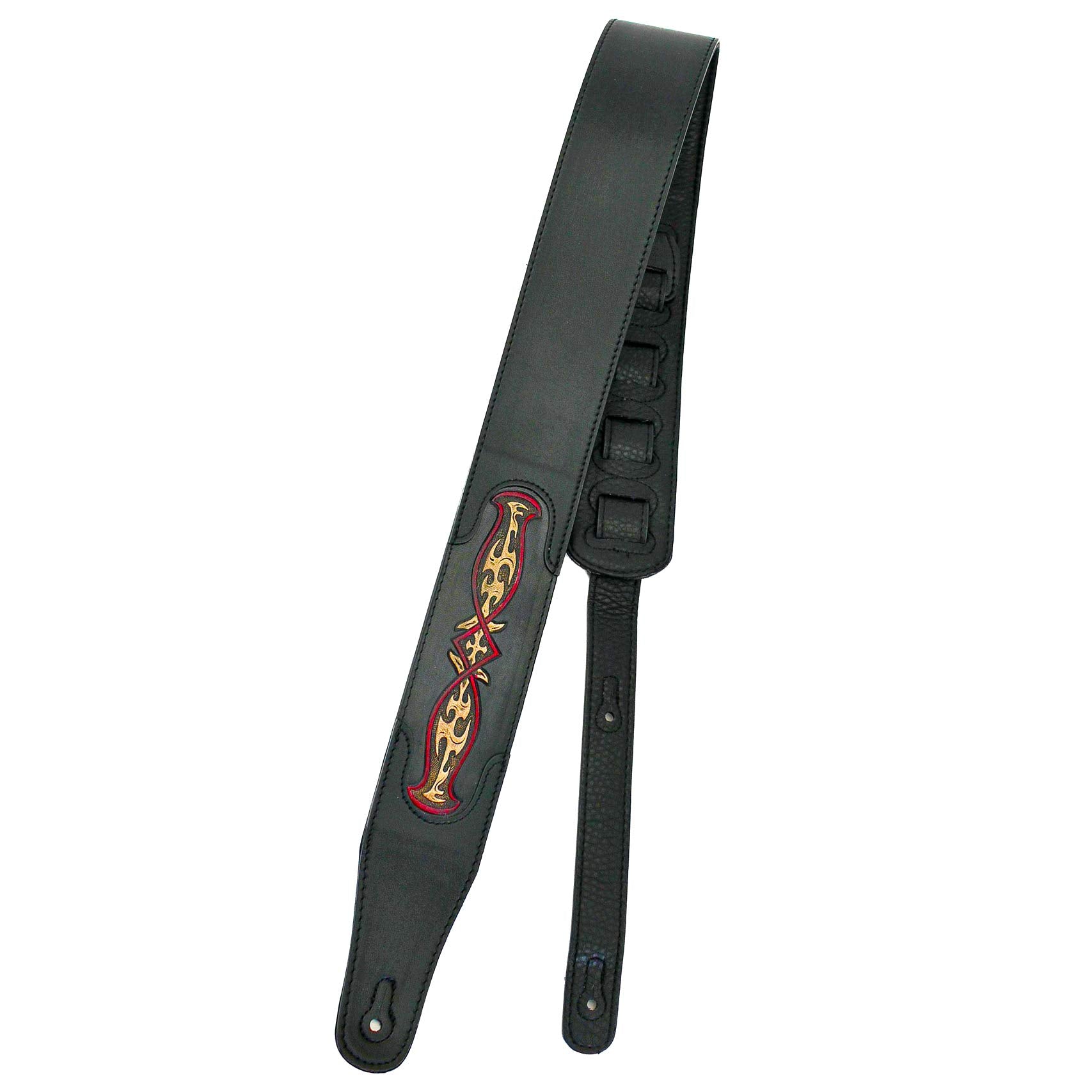 Walker & Williams Cvg 103 Black Padded Guitar Strap Hand Tooled Celtic Design