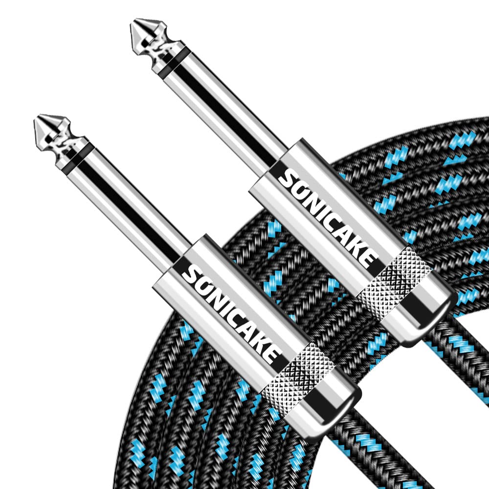 Sonicake Guitar Instrument Cable 20Ft, Straight 14-Inch To Straight 14-Inch Ts Guitar Cord, 6 Meter Guitar Cable For Electric Gu