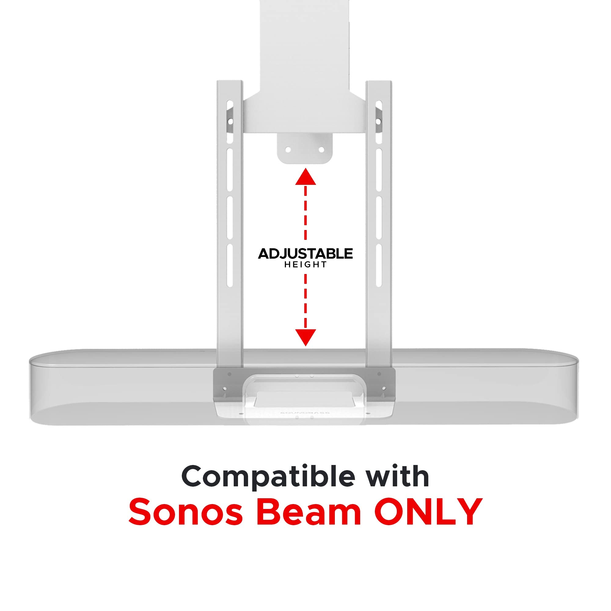 Soundbass Beam Tv Mount, Compatible With Generation 1 & 2 Sonos Beam Mounting Bracket For Tv, White, Full Hardware Kit Included,
