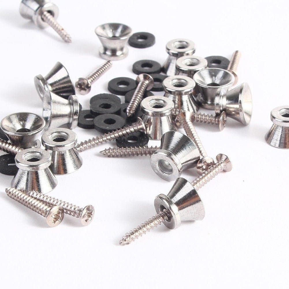 VELURA 2x 16 Set Guitar Bass Metal End Pin Strap Buttons Locks Straplock Cushion Screw|50x pendantsCharms|Knobs, Jacks, Switches