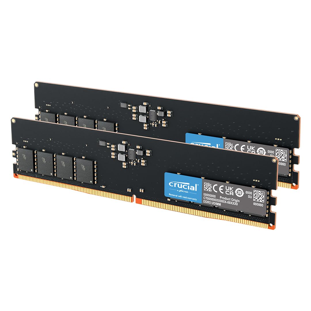 Crucial 32GB DDR5 RAM Kit (2x16GB), 4800MHz (PC5-38400) CL40 Desktop Memory, UDIMM 288-Pin, Compatible with 13th Gen Intel Core 