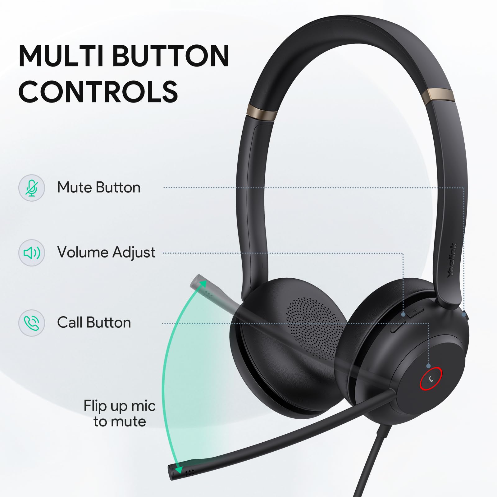 Yealink Uh37 Usb Headset With Mic,Wired Headset With Noise Cancelling Microphone For Computer Pc Laptop Voip Phone,Usb-A & Usb-C