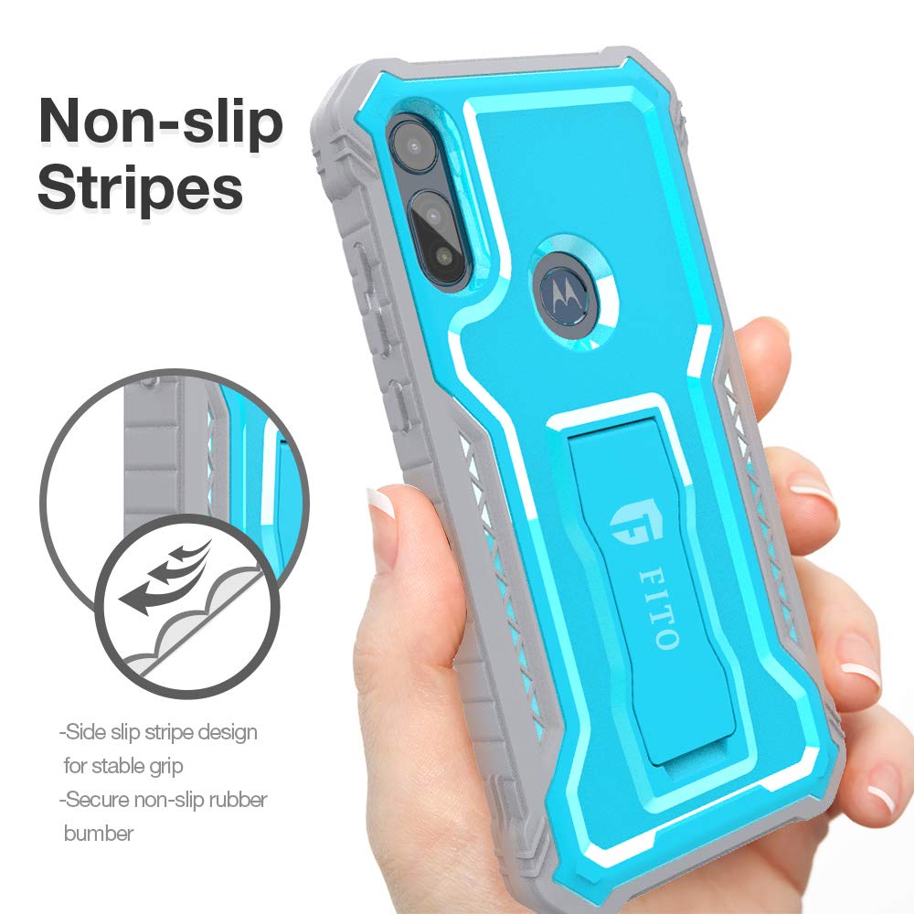 Fito For Moto E Phone Case, Dual Layer Shockproof Heavy Duty Case For Motorola Moto E 2020 Phone With Screen Protector, Built In