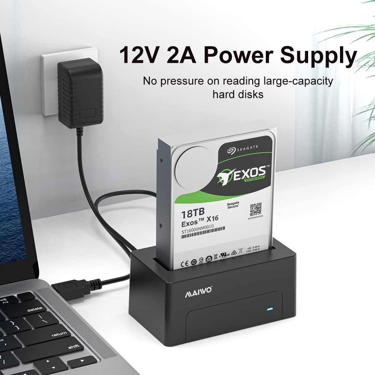 Maiwo Sas To Usb 3.0 Adapter, Sas Sata Hard Drive Enclosure Reader For 2.5 3.5 Inch Hdd Ssd, 22Tb Capacity, External Hard Drive Docking Station With 12V/2A Power, Tool Free