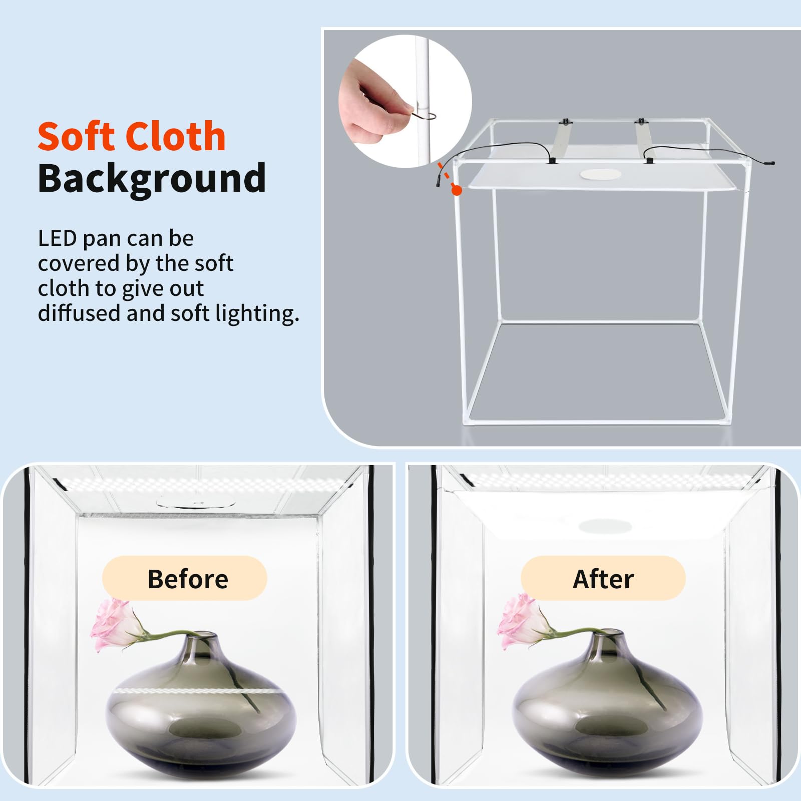 32''X32'' Photo Studio Light Box For Photography, 3 Color 10 Level Adjustable Photo Box With Soft Light Cloth 32 Inch Profession