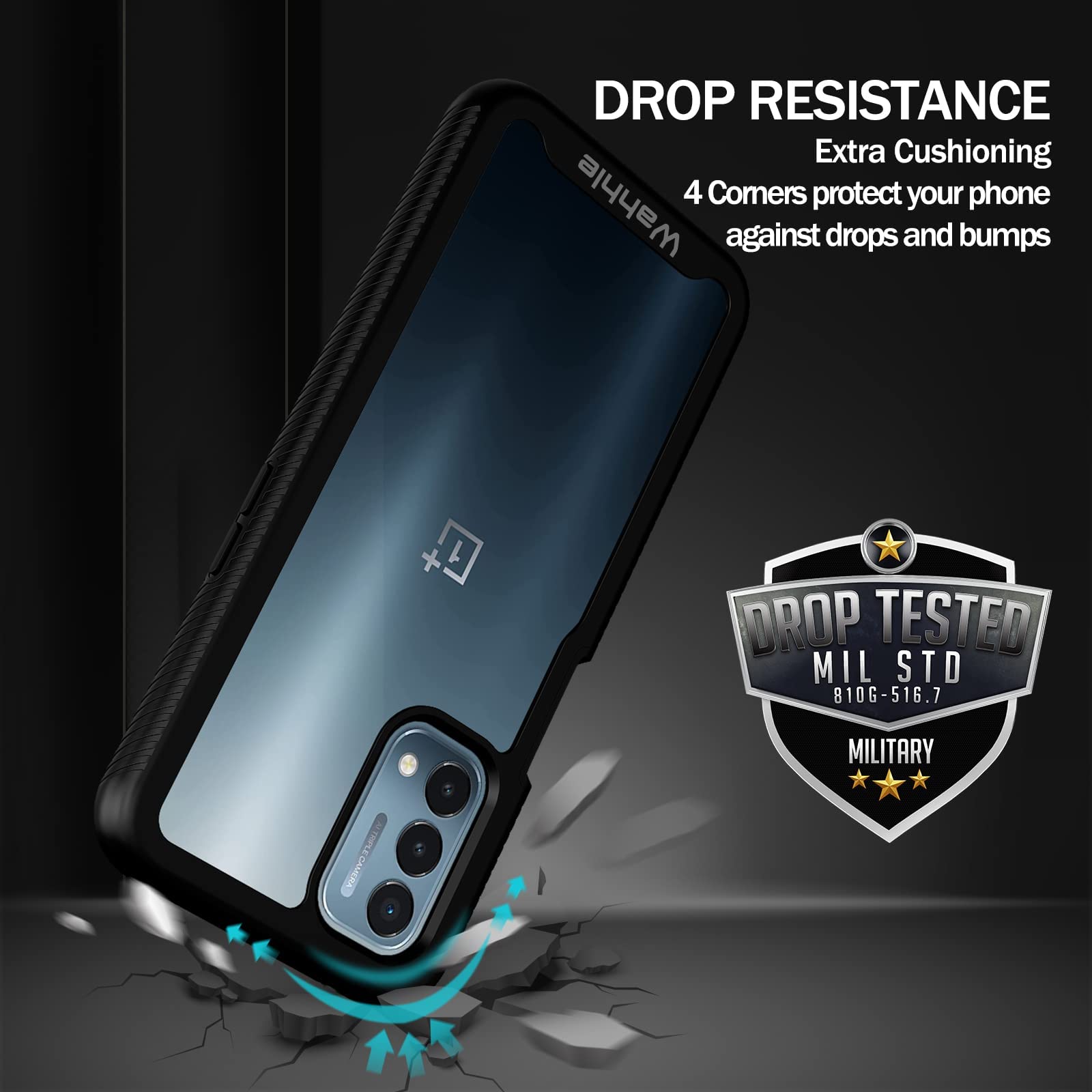 Wahhle Oneplus Nord N200 5G Case, Built In Screen Protector Full Body Shockproof Slim Fit Bumper Protective Phone Cover For 1+ N