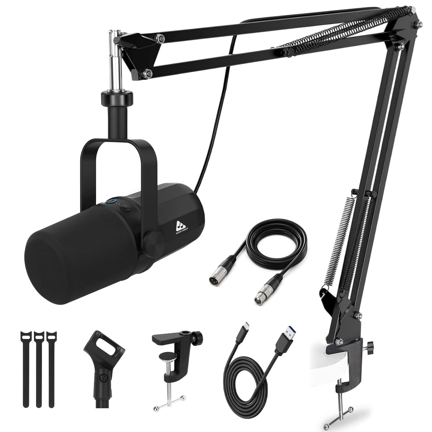 Audio Array AmC11 Pro Xlr/Usb Professional Dynamic Mic Kit | Premium Metal 96Khz/24Bit Studio Quality | 2M Xlr & Usb Cables,Vol