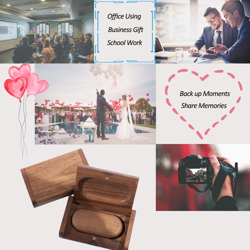 64Gb Usb3.0 Oval Wood Flash Drive Box, Fewina Wooden Usb Drive 64G Usb 3.0 Super Speed Thumb Drive Jump Drive Ideal Gift For Bir