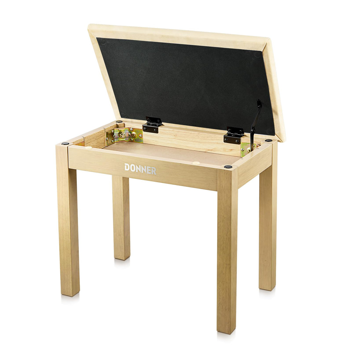 Donner Piano Bench with Storage, Solid Wood Keyboard Bench Piano Bookcase Stool Chair Seat with High-Density Suede Cushion, Ligh