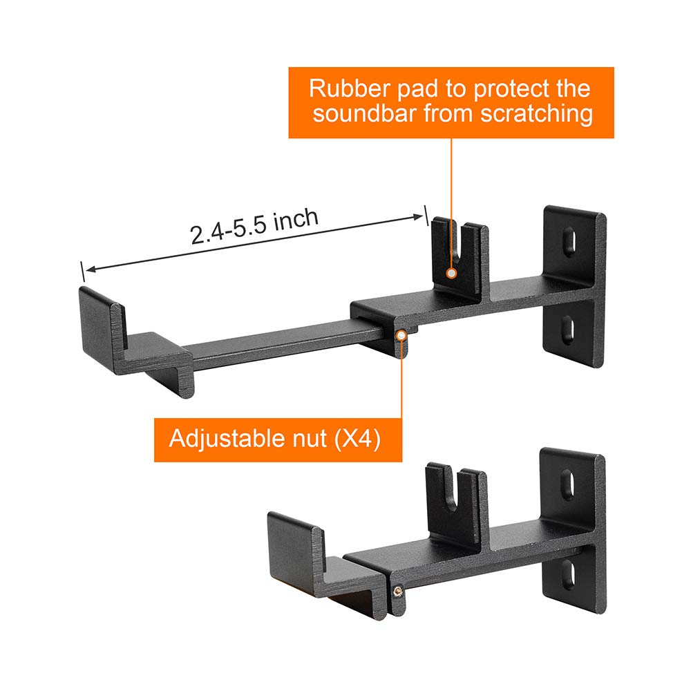 Excel Life Adjustable Soundbar Wall Mount, Universal Sound Bar Bracket For Mounting Under Tv, Compatible With Sonos Samsung Lg V