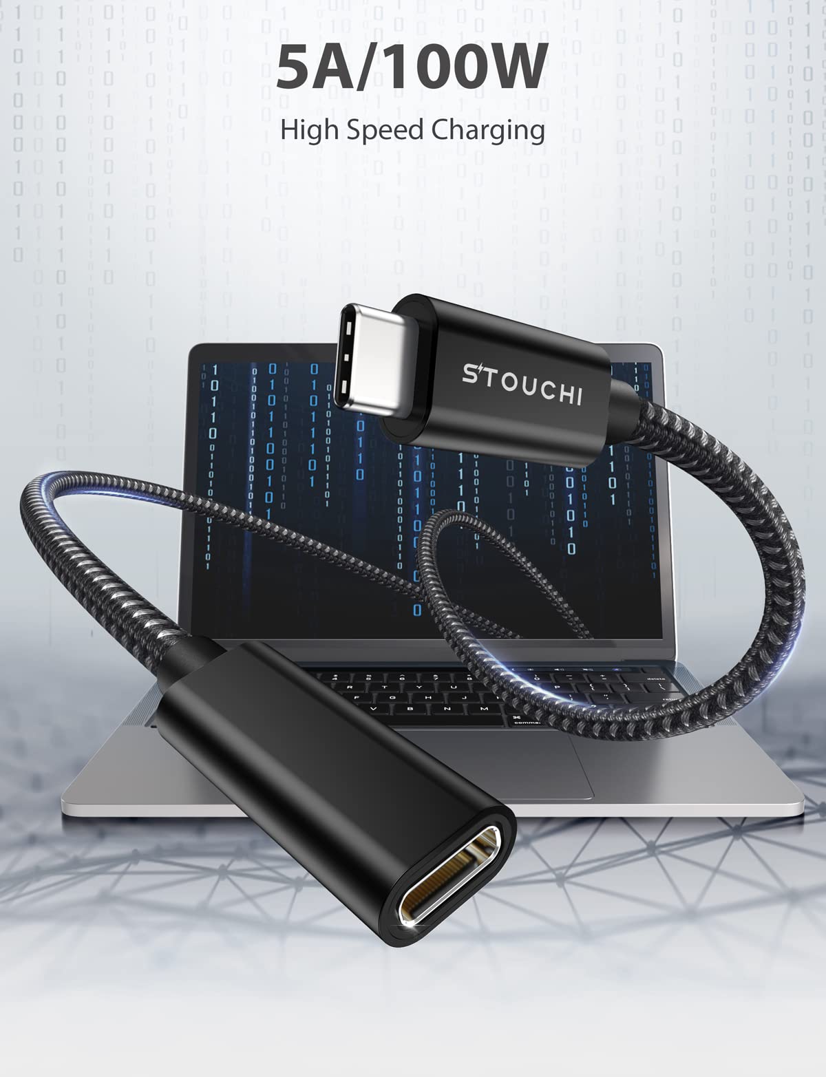 Stouchi USB C Extension Cable USB 3.2 Male to Female Fast Charging 4K Video Data Transfer Black 3.3FT (1M)