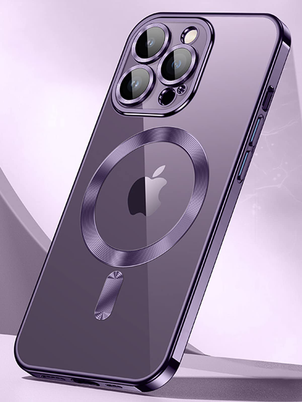 Trodino Crystal Clear Magnetic Iphone 13 Pro Max Case [Camera Lens Protector & Compatible With Magsafe] Slim Soft Luxury Plated