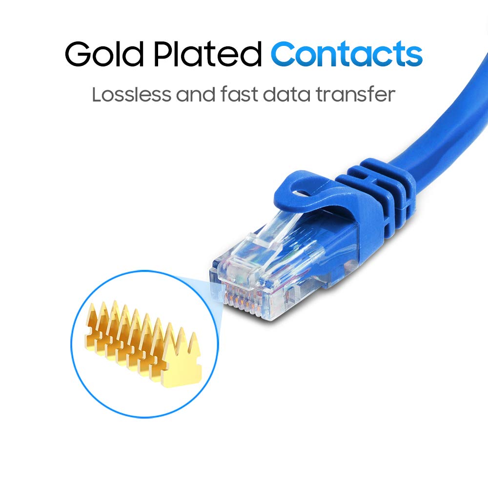 Cmple   High Speed Cat 6 Cable   10 Gbps Network Cable, Cat6 Ethernet Lan, Gold Plated Rj45 Connectors   15 Feet Blue