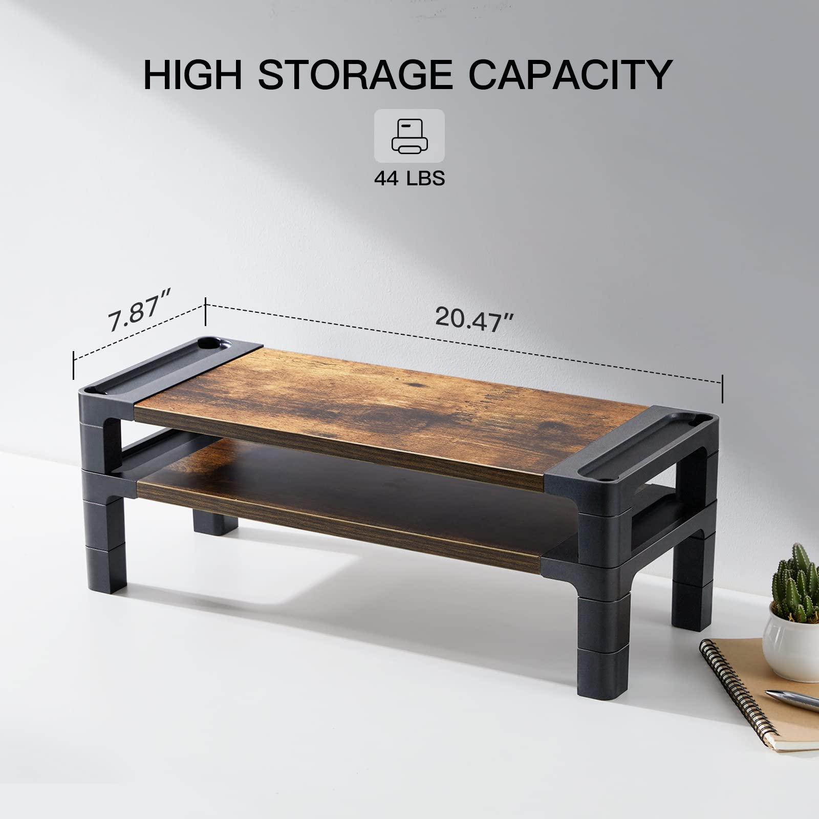 Huanuo Monitor Stand Computer Riser, Monitor Stand For Desk With Adjustable Height And 2 Platforms, Ergonomic Computer Riser, Monitor Riser For Laptops And Monitors, Hnms04V