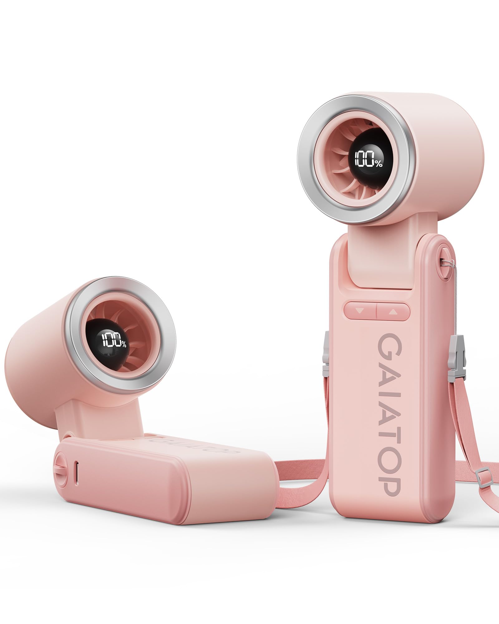 Gaiatop Portable Handheld Mini Fan, 21 Working Hours 6 Speeds, Rechargeable Battery Operated, 180 Foldable with LED Display, Sma