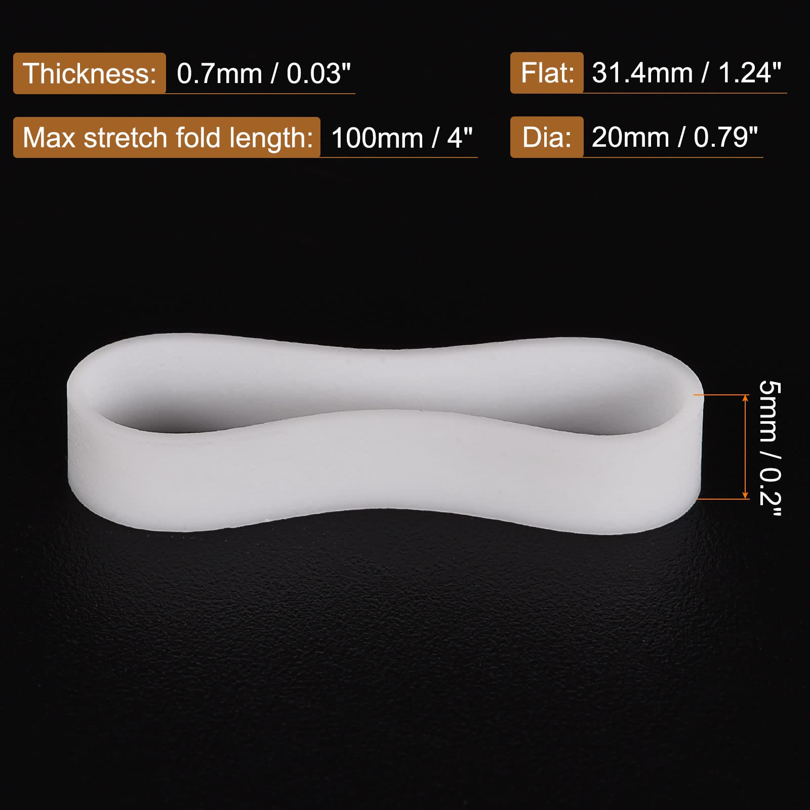 Meccanixity Silicone Rubber Bands Rings 100Pcs Non Slip 20Mm Dia 0.7Mm Thick 5Mm Width For Wire Cord Cable Wrapping, Bundle