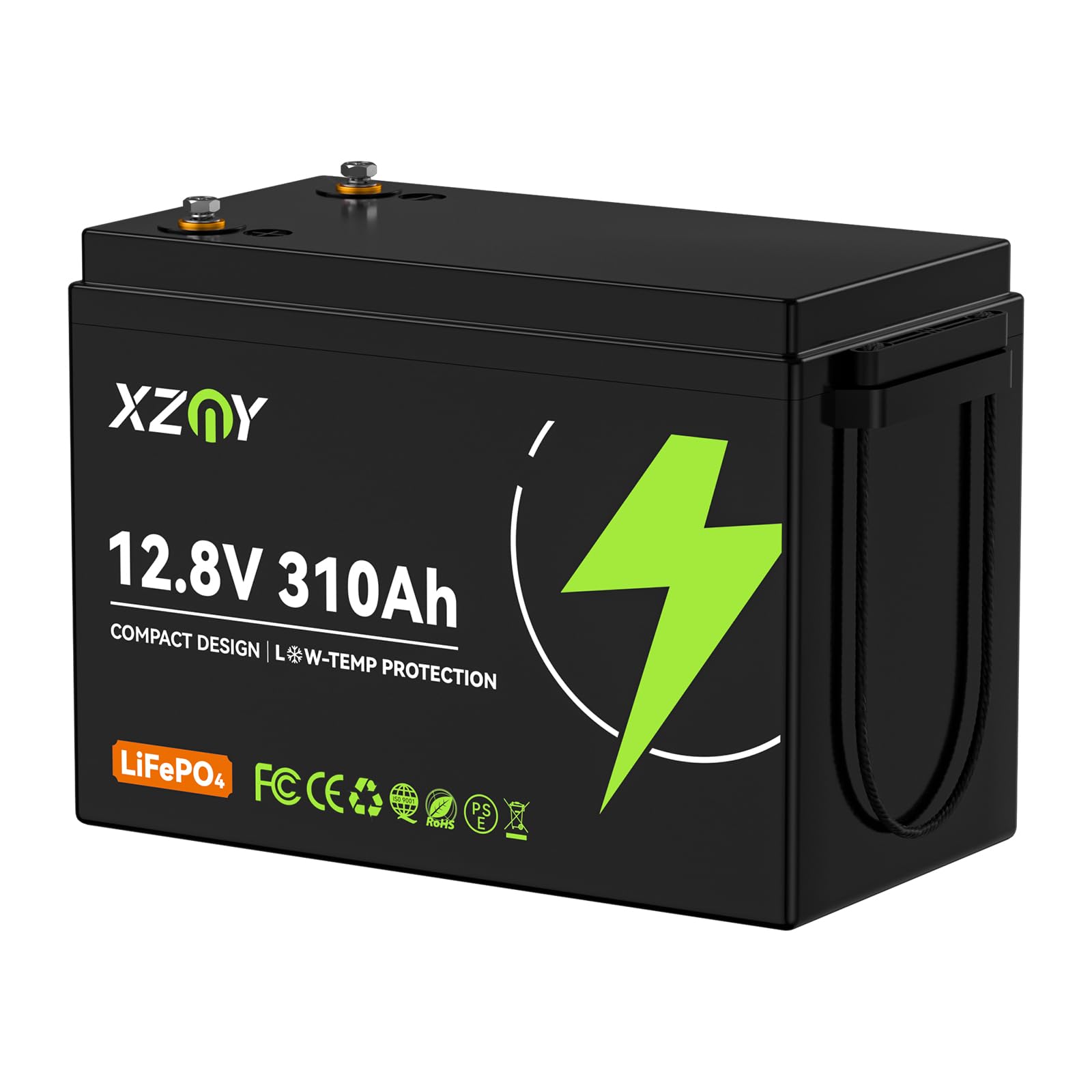 XZNY Compact 12V 300Ah LiFePO4 Lithium Battery (310Ah), Small Size 6000+ Cycles 12V 300Ah Battery, Built-in 200A Low-Temp Protec