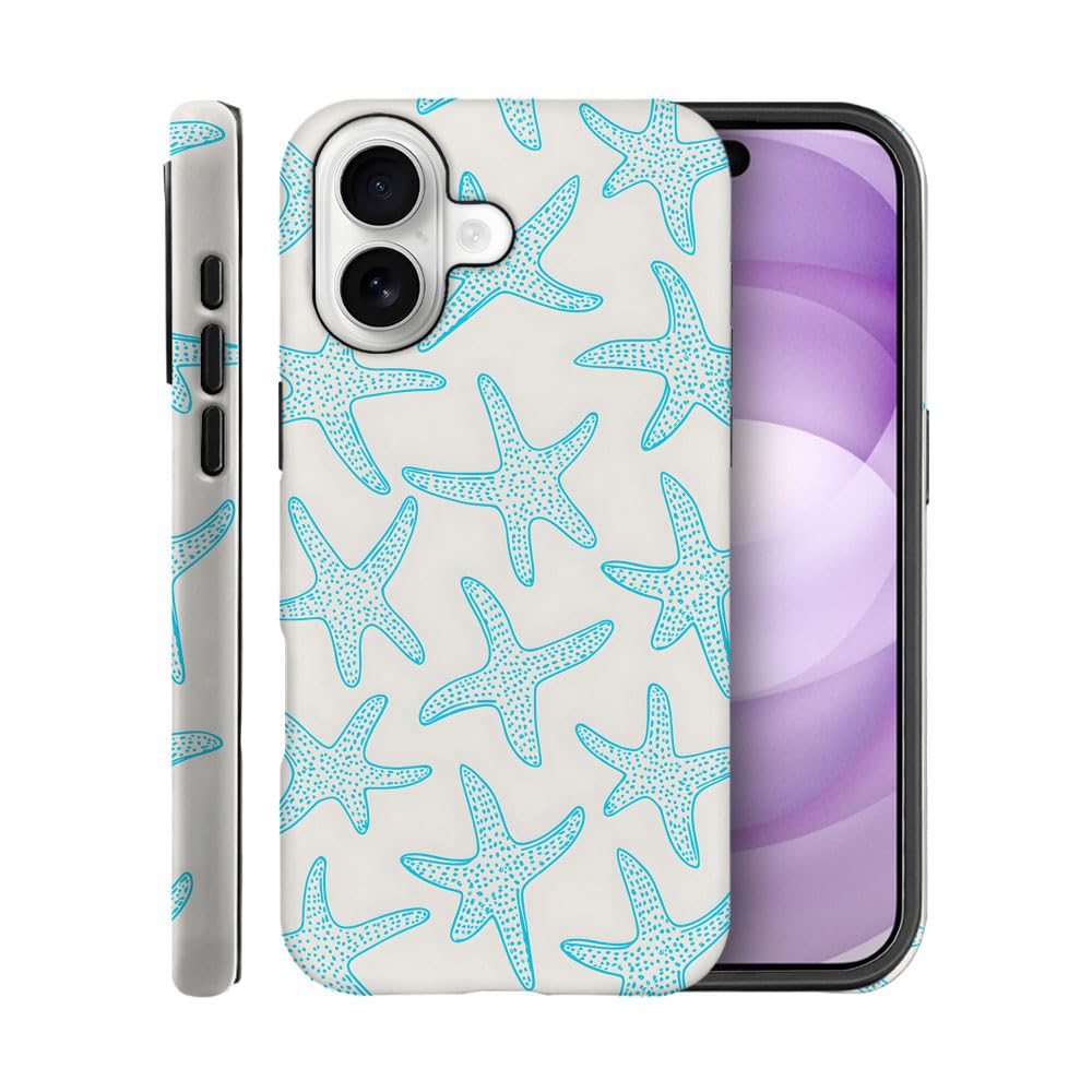 Case for iPhone 17,Fits Frosted Case Design for Girl Women,Beachy Sea Star Pattern