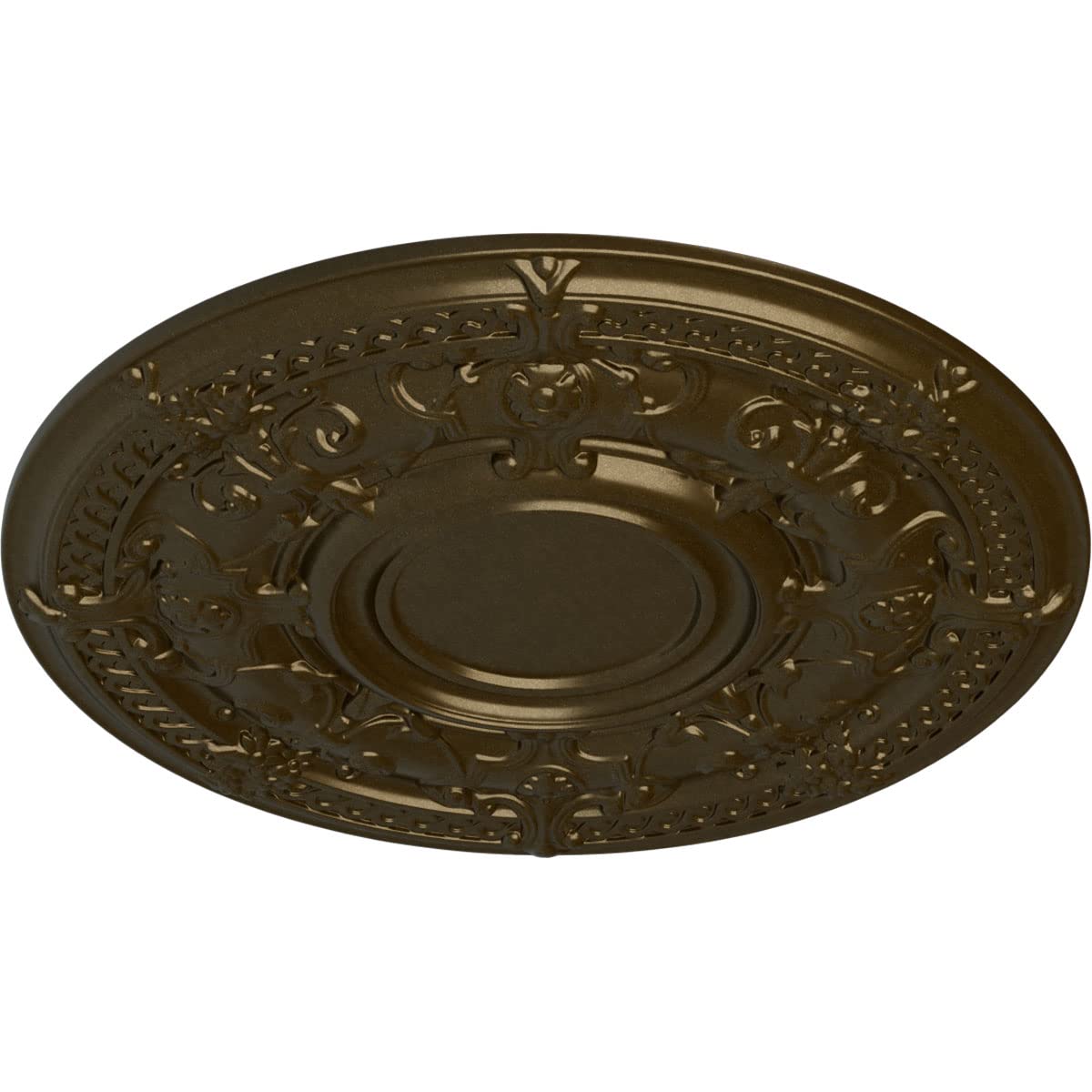 Ekena Millwork Cm33Dabrs Dauphine Ceiling Medallion, 33 7/8''Od X 1 3/8''P (Fits Canopies Up To 13 1/4''), Hand Painted Brass