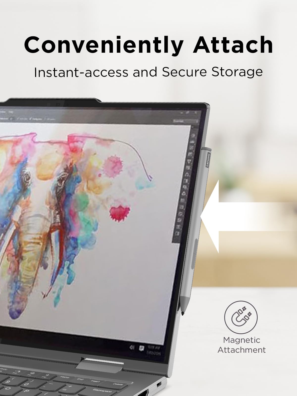 Lenovo Slim Pen - Magnetic Precision Stylus For Ipad, Macbook, Thinkpad - 4096 Pressure Levels, Tilt Sensitivity, Rechargeable,