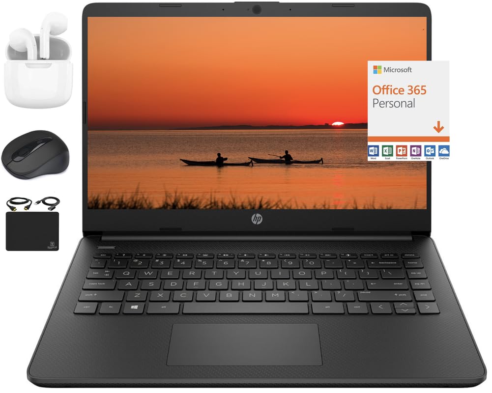 Hp 2024 Newest 14'' Laptop Notebook Thin Light For Students Business, Quad Core Intel N4120, 8Gb Ram, 256Gb (128Gb Emmc+ 128Gb C