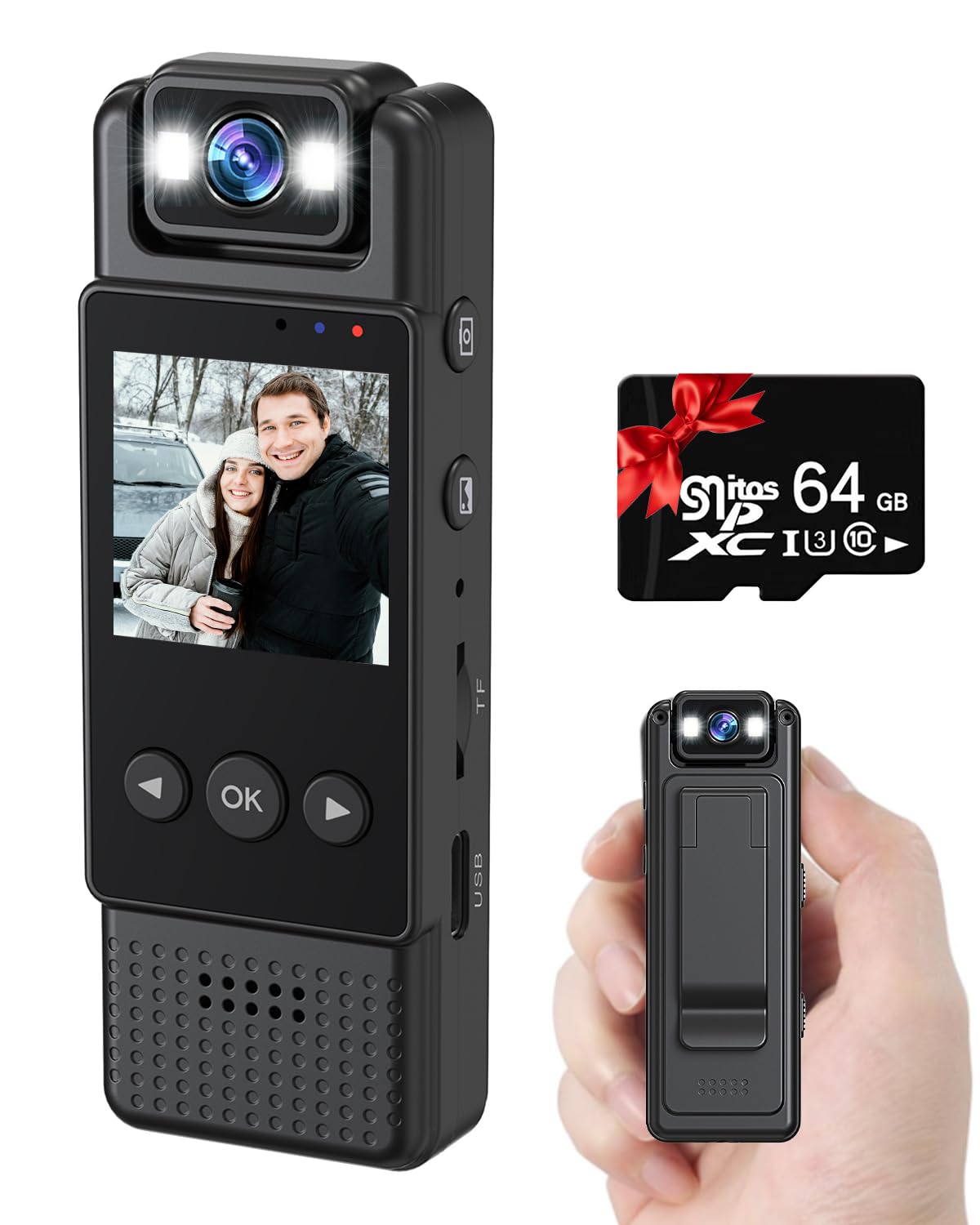 Laifucam Body Camera With Audio And Video Recording 1080P 64G Small Wearable Body Cam With 5 12 Hrs Battery Life, 1.3   Lcd Scre