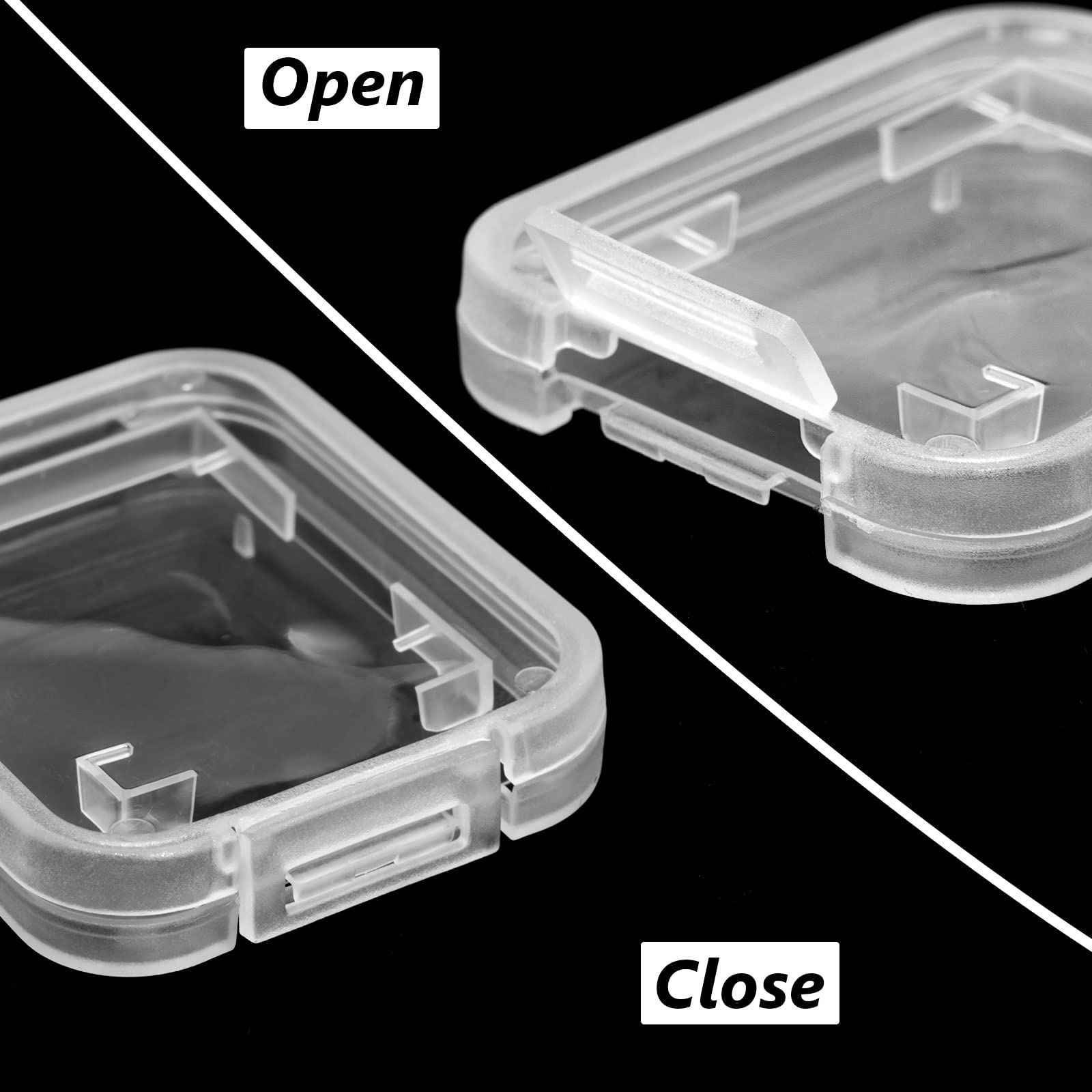 Utenew Transparent Standard Sd Sdhc Memory Card Case Holder Box Storage Boxes (Pack Of 10)
