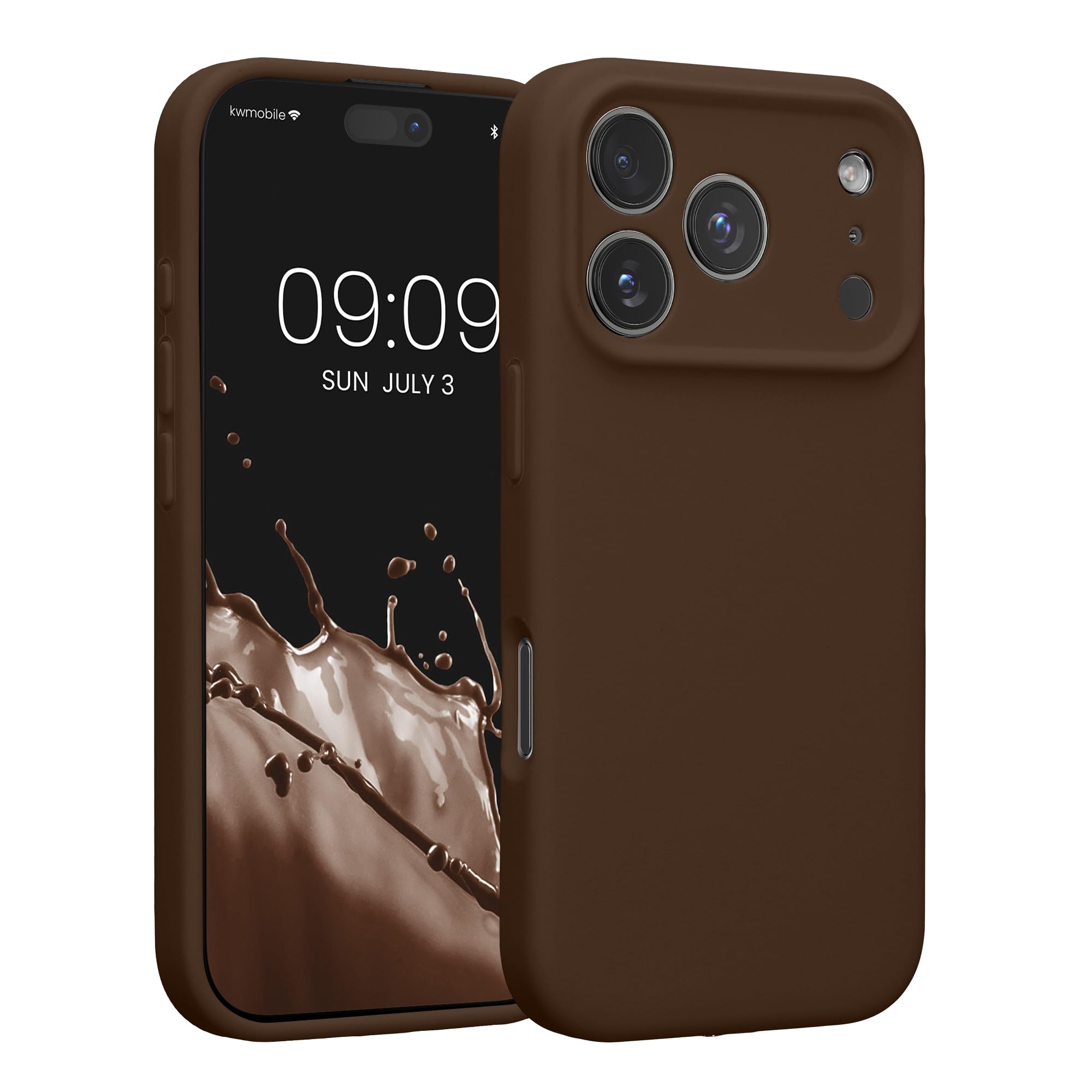 kwmobile Case Compatible with Apple iPhone 17 Pro Case - Slim TPU Silicone Phone Cover - Soft Touch Finish - Chocolate