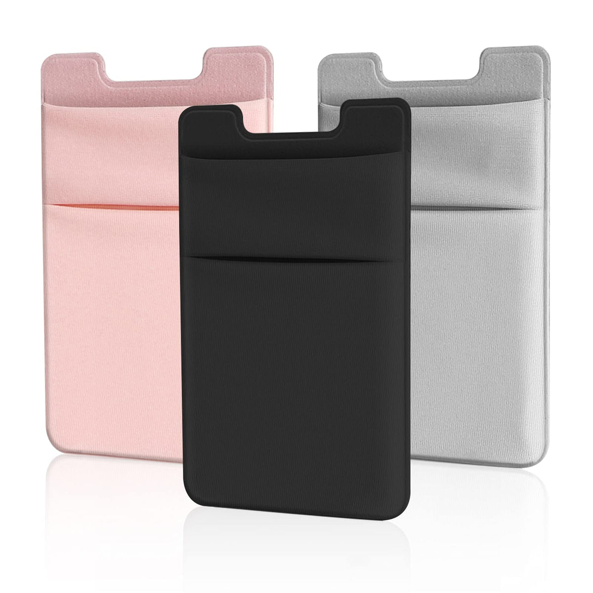 Phone Card Holder, Updated Phone Double Pocket Wallet Stretchy Lycra Adhesive Card Holder For Credit Card & Id Stick On Smartpho